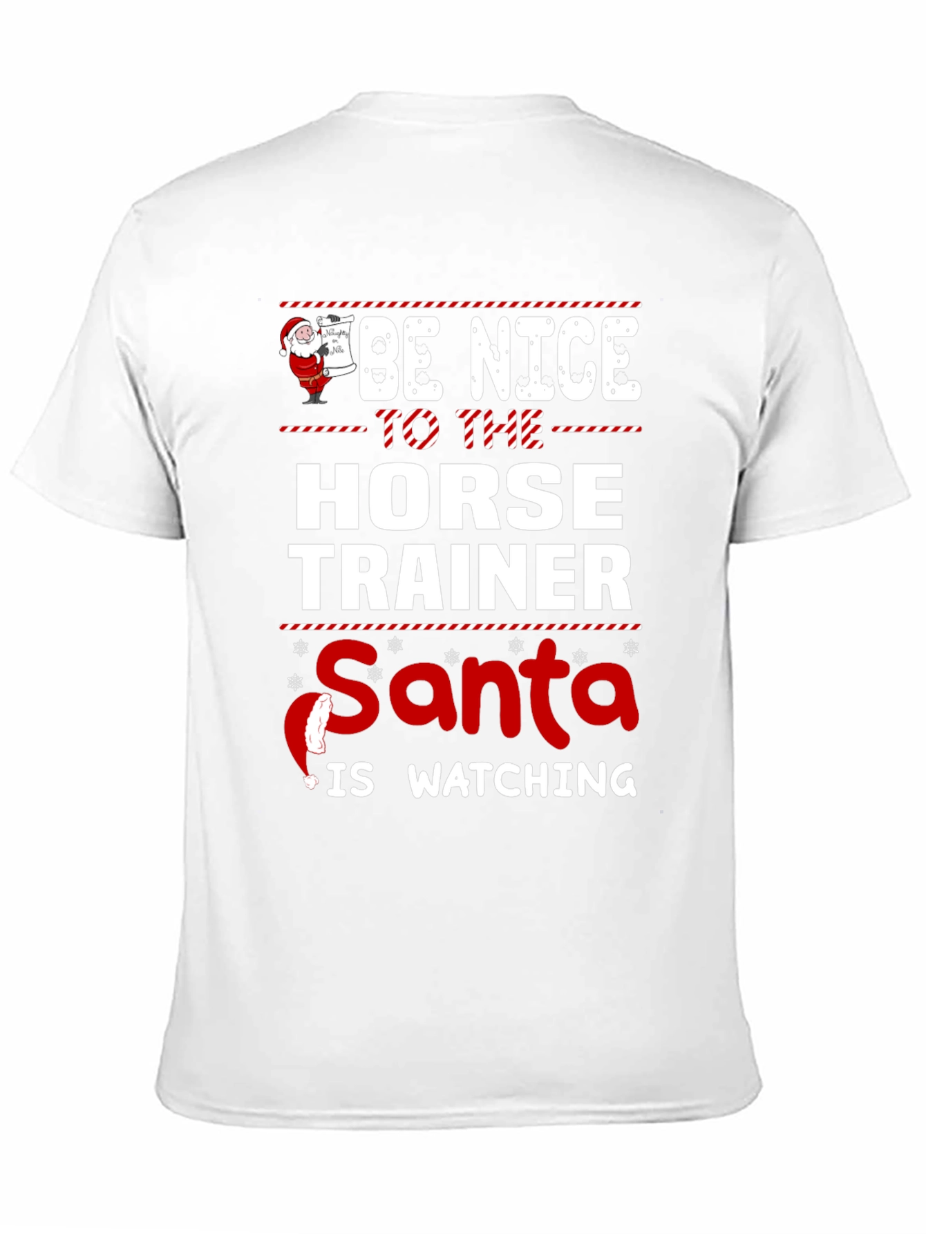 Funny Horse Trainer Santa Watching Christmas T-Shirt