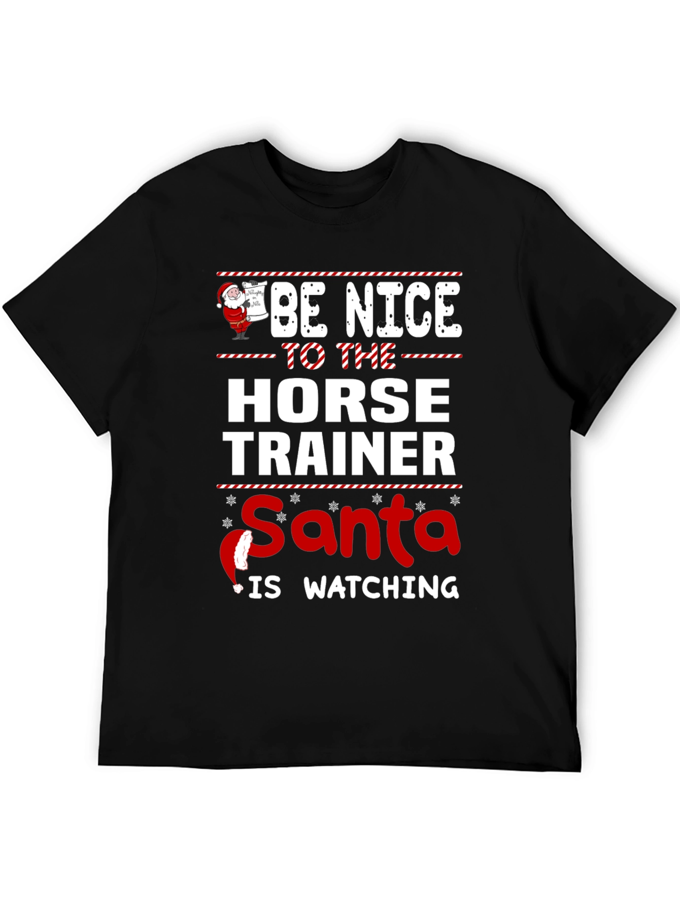 Funny Horse Trainer Santa Watching Christmas T-Shirt