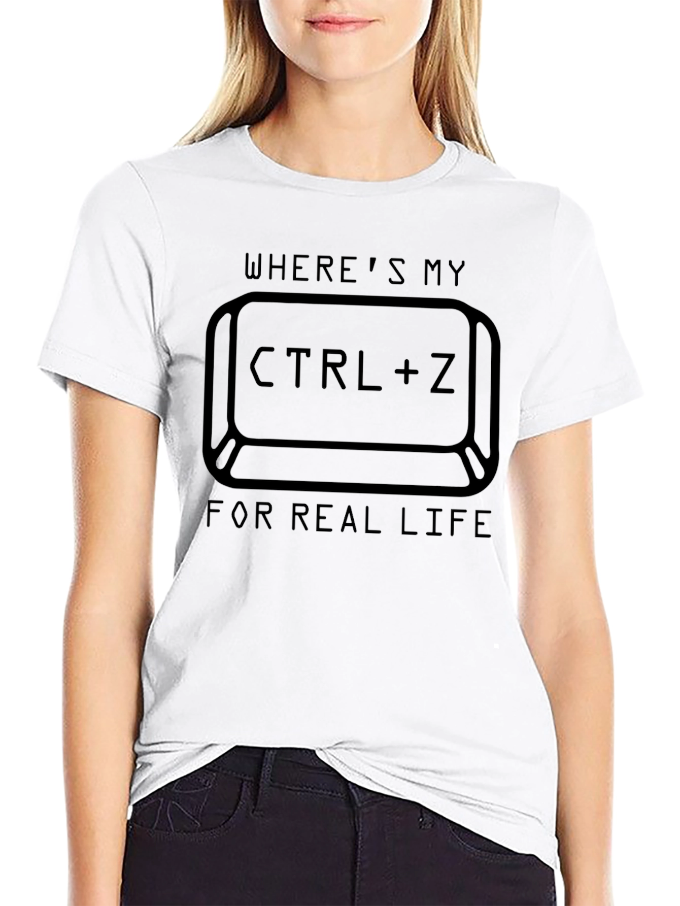 Ctrl+Z Real Life Black T-Shirt - Undo Button Tee