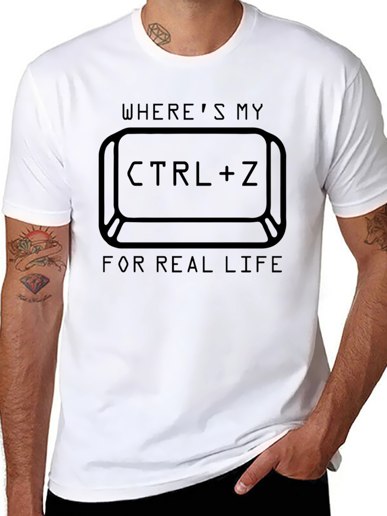 Ctrl+Z Real Life Black T-Shirt - Undo Button Tee
