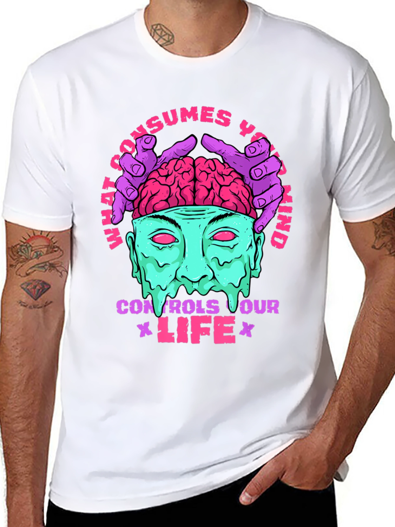 Brain Controls Life Graphic Tee - Black