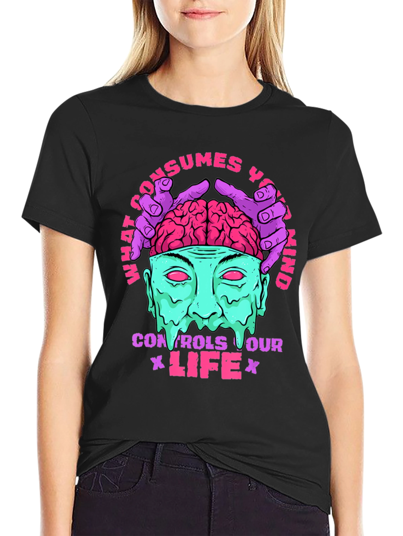 Brain Controls Life Graphic Tee - Black