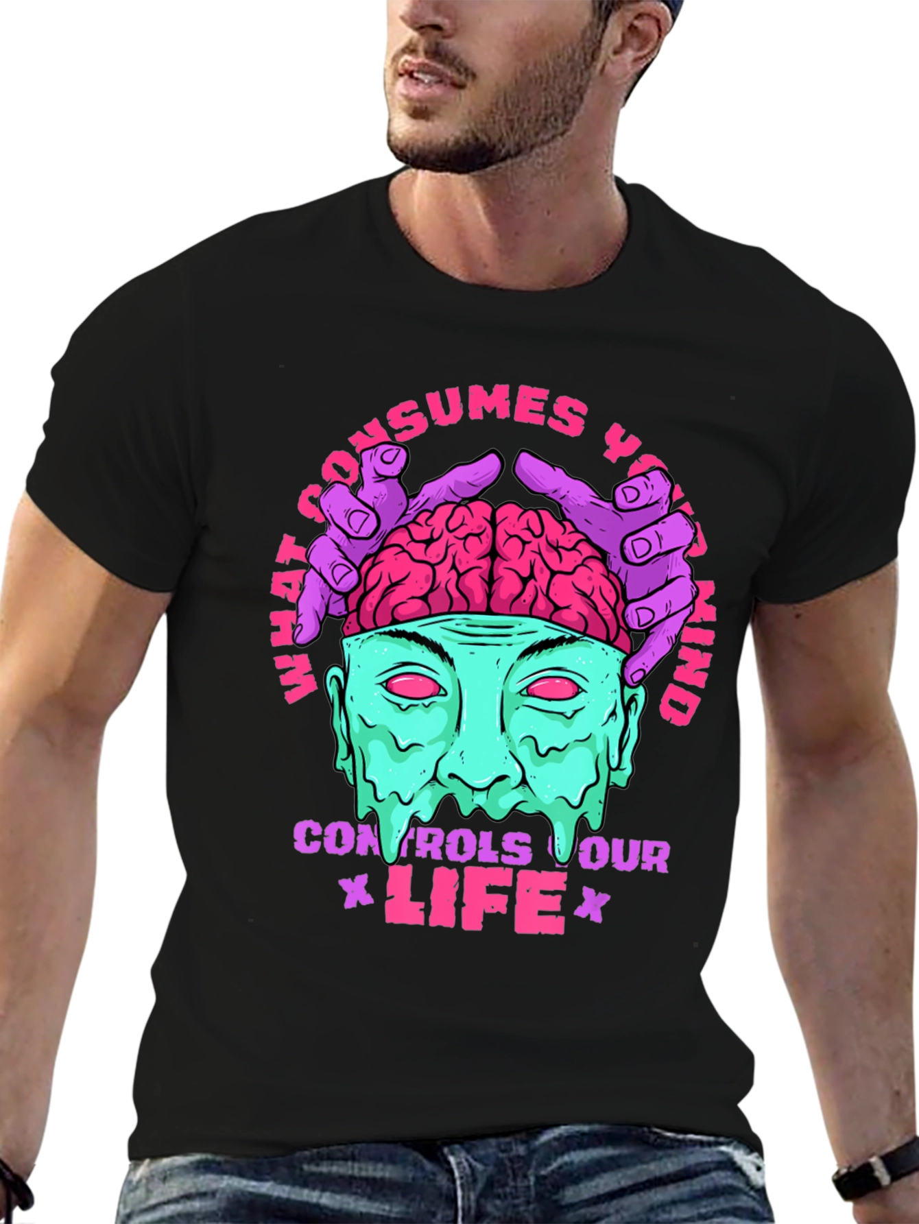 Brain Controls Life Graphic Tee - Black