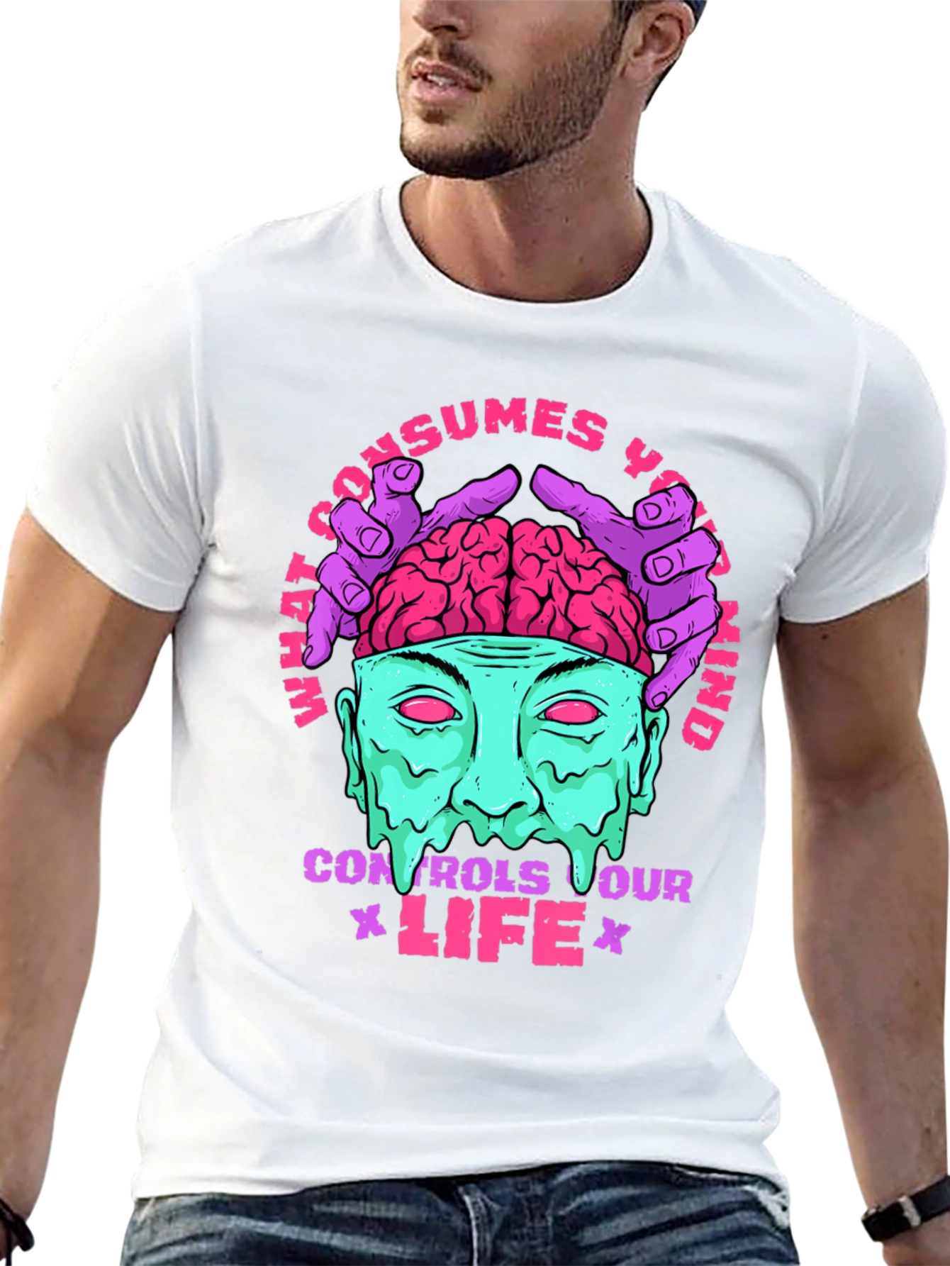 Brain Controls Life Graphic Tee - Black