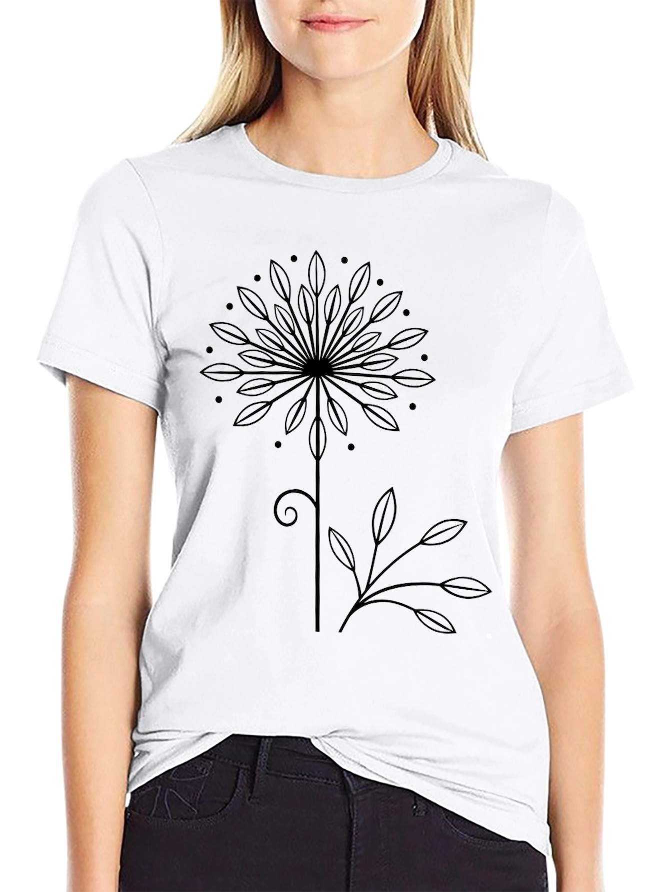 Modern Floral Graphic Tee - Black Unisex T-Shirt