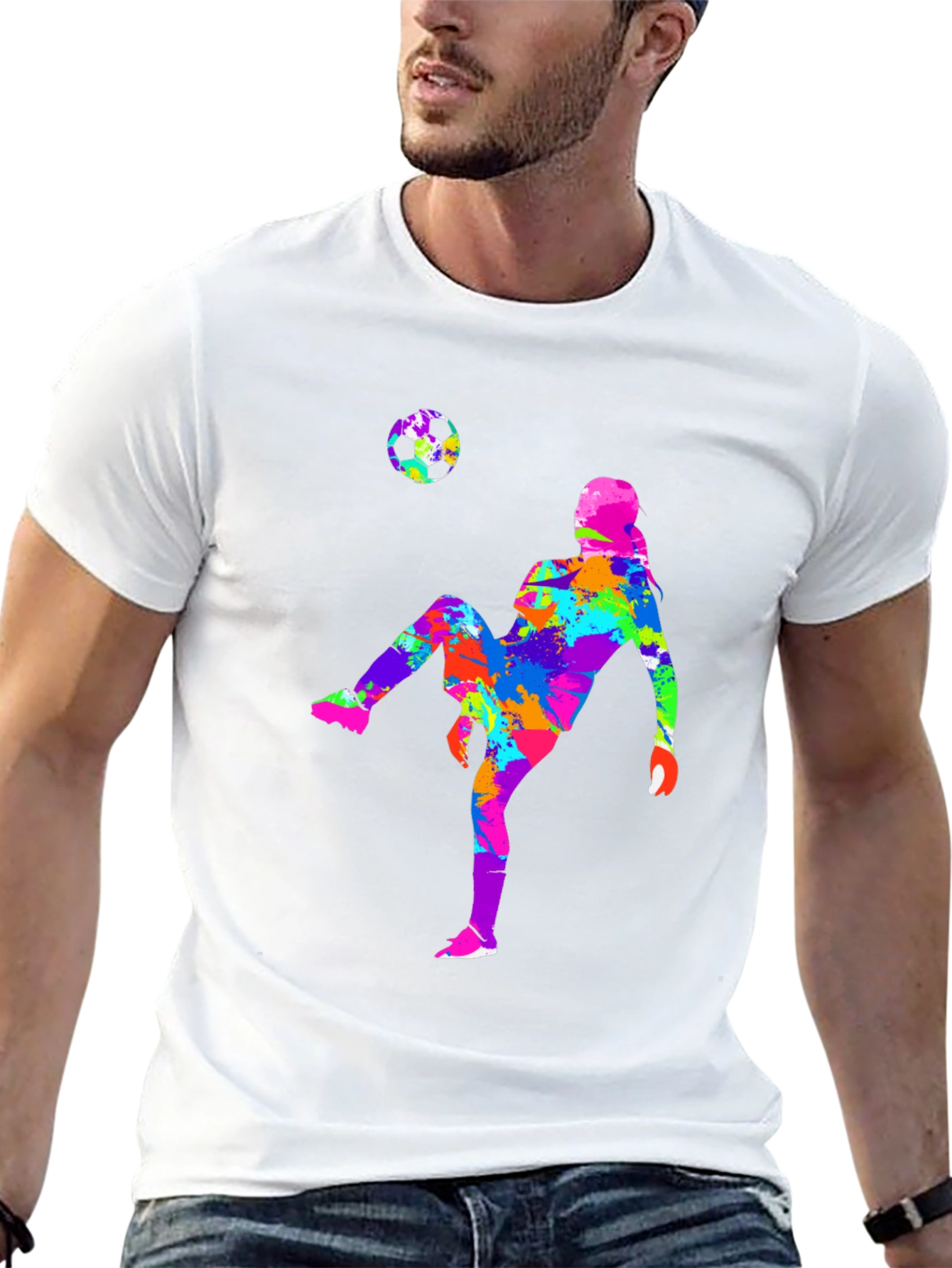 Soccer Player Graphic Tee - Black