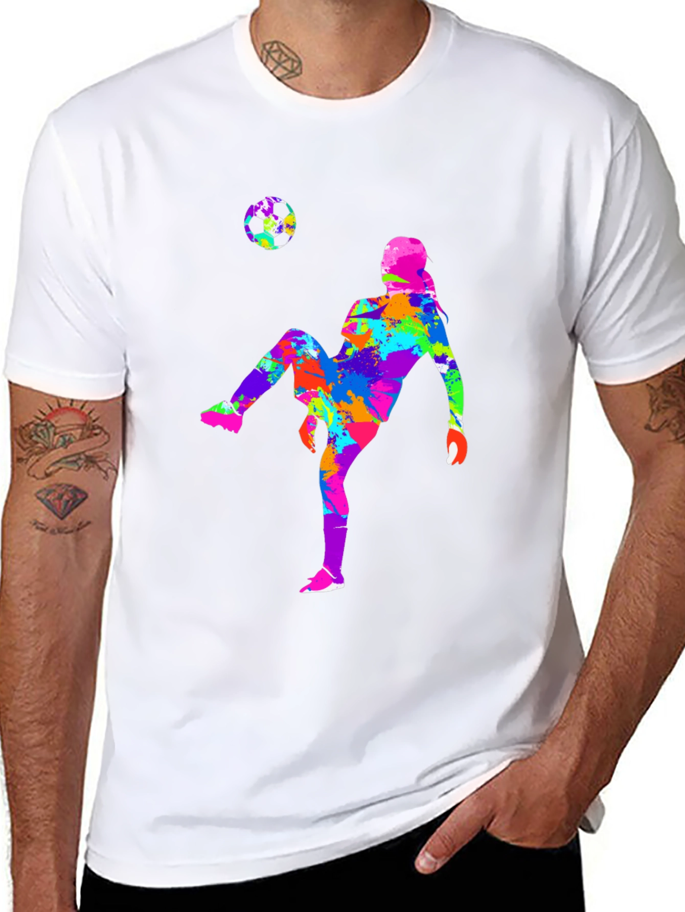 Soccer Player Graphic Tee - Black