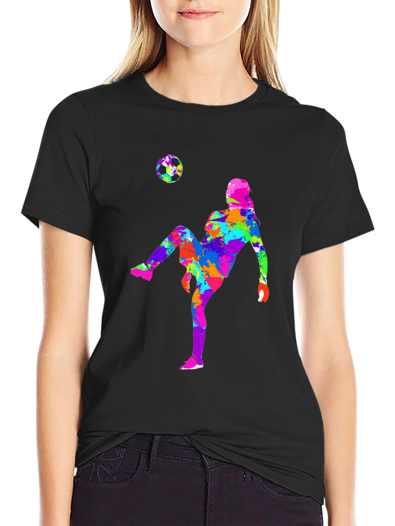 Soccer Player Graphic Tee - Black