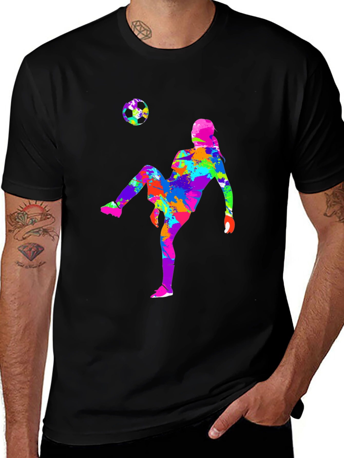 Soccer Player Graphic Tee - Black