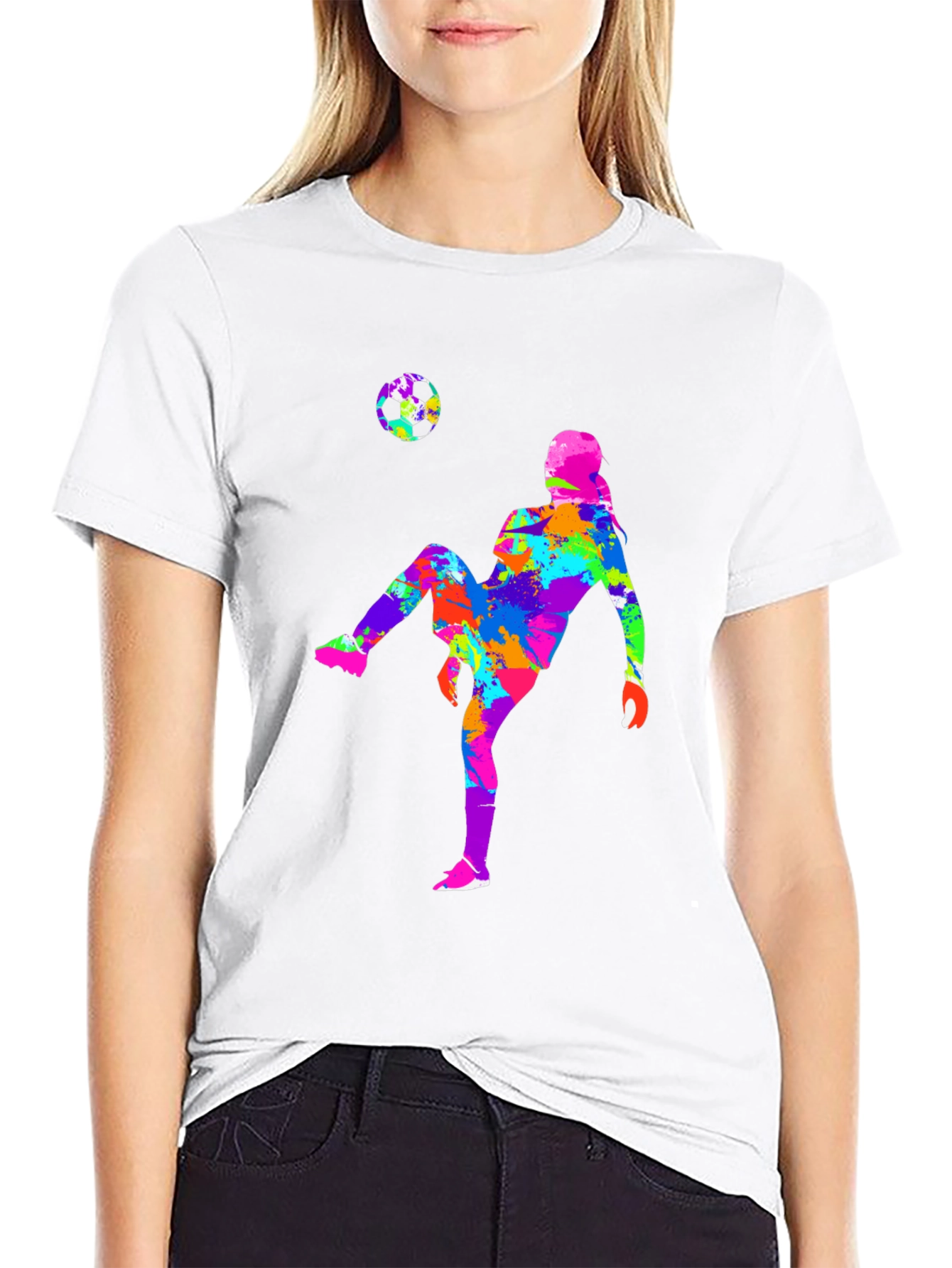 Soccer Player Graphic Tee - Black