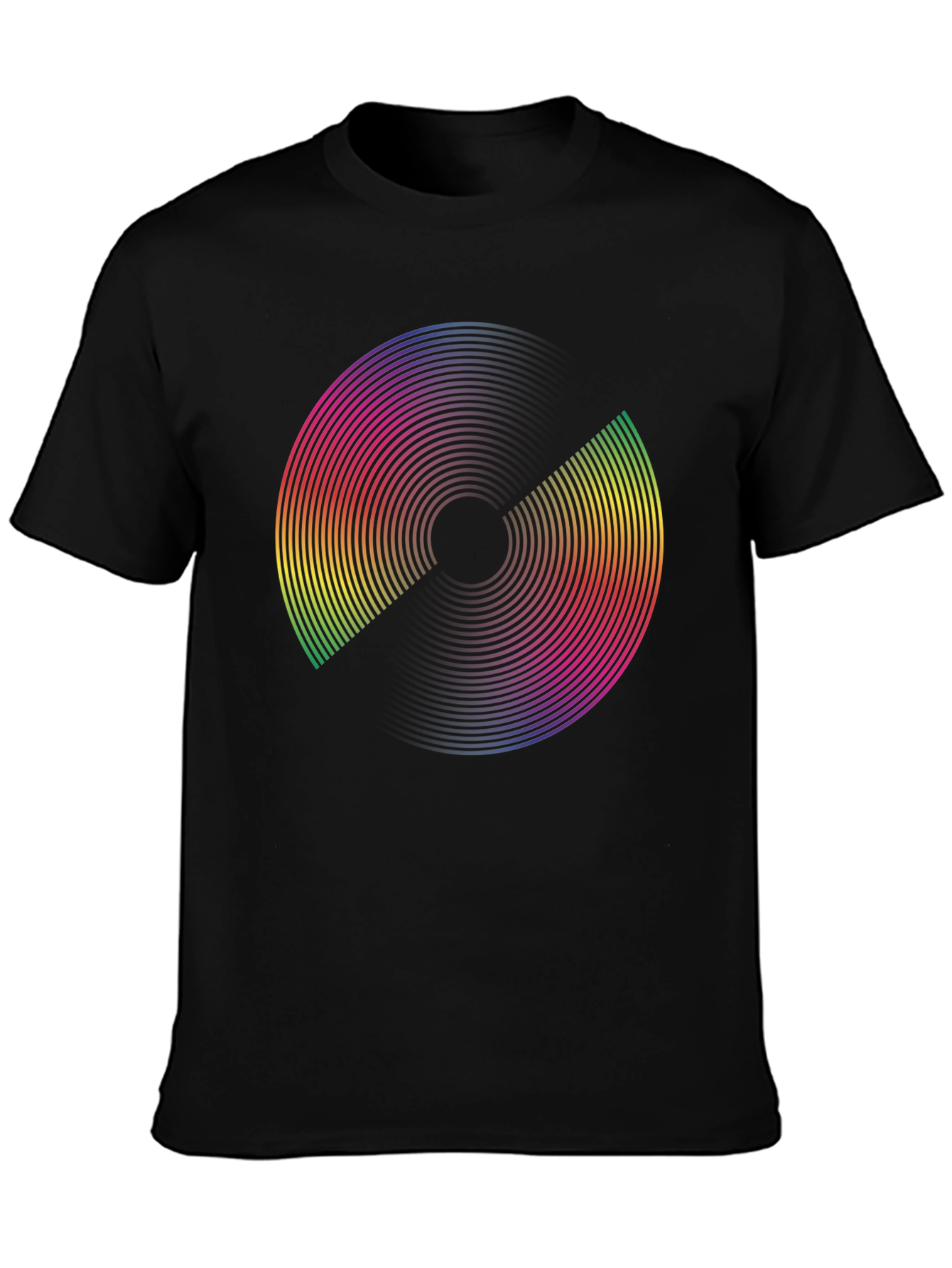 Rainbow Circle Graphic Black T-Shirt