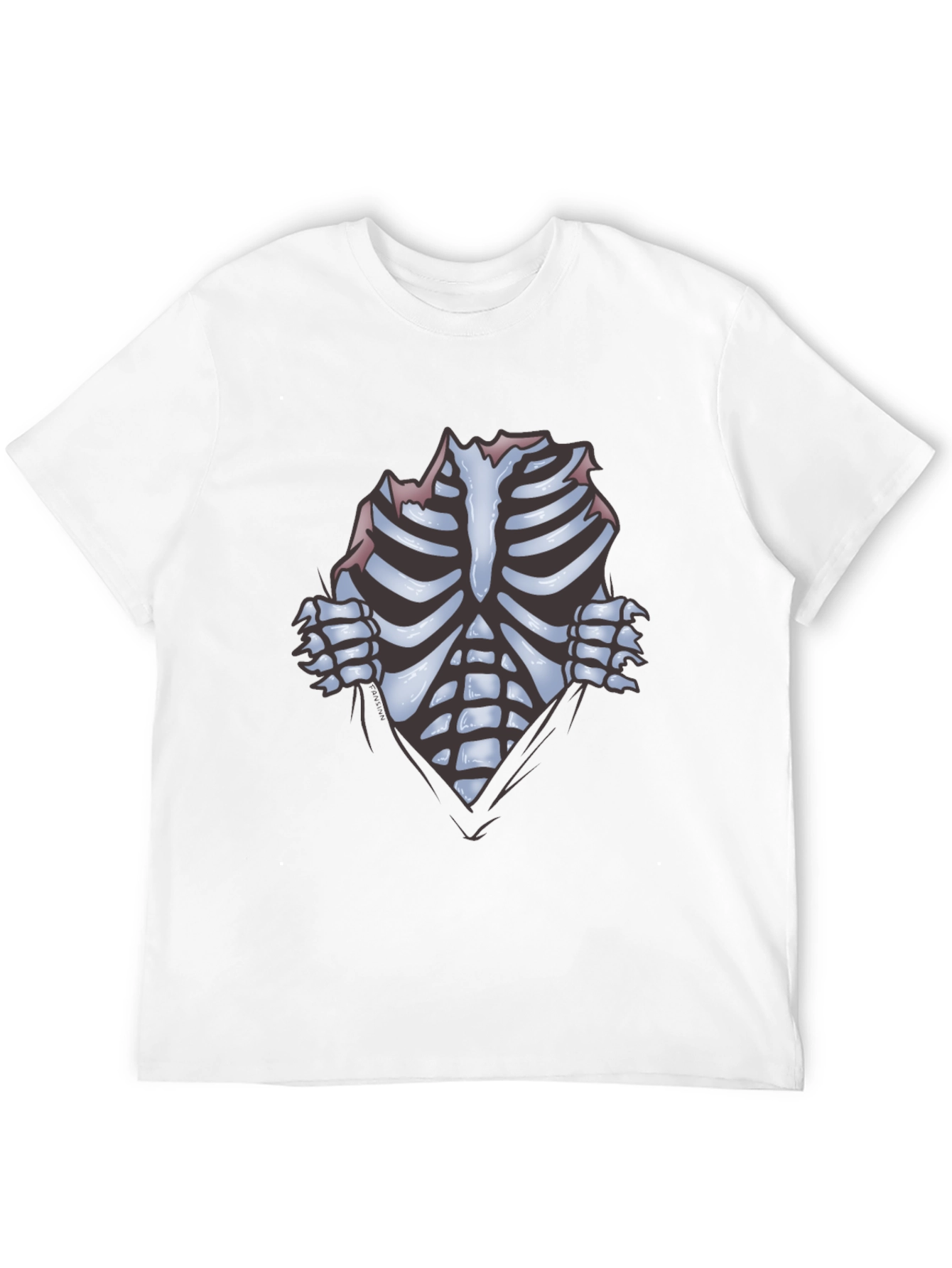 Skeleton Rib Cage Graphic Black T-Shirt