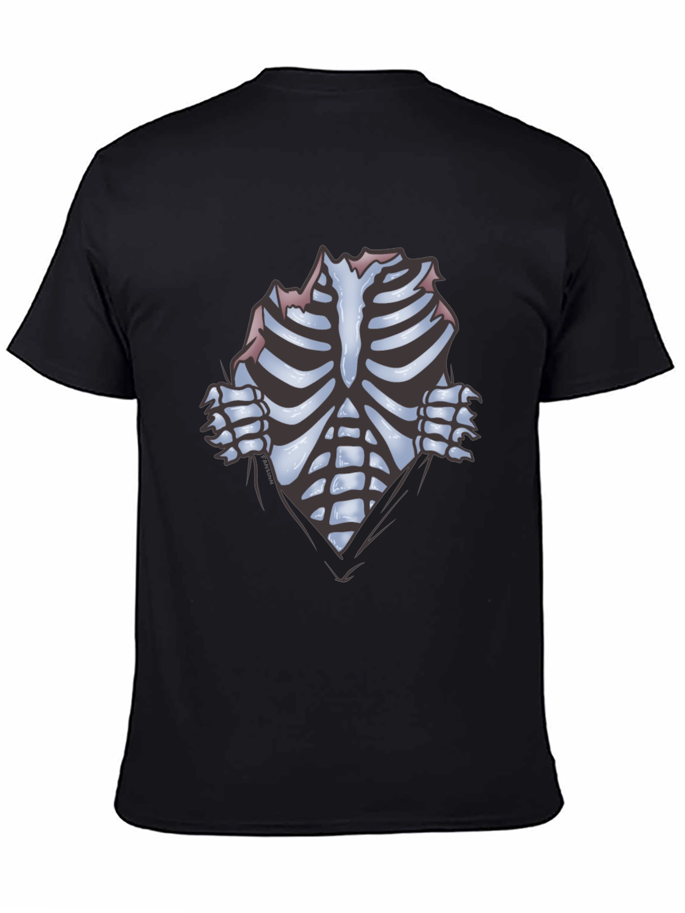 Skeleton Rib Cage Graphic Black T-Shirt