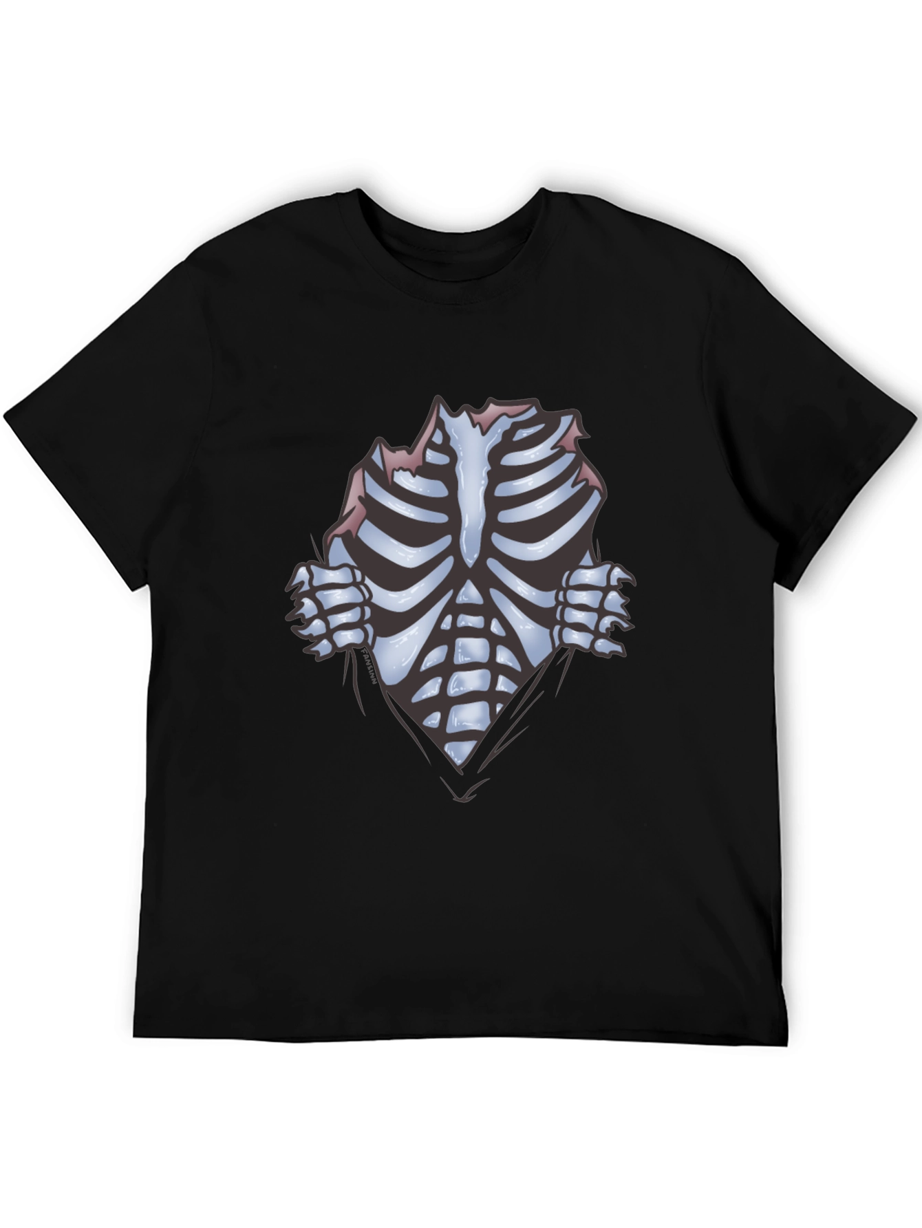 Skeleton Rib Cage Graphic Black T-Shirt