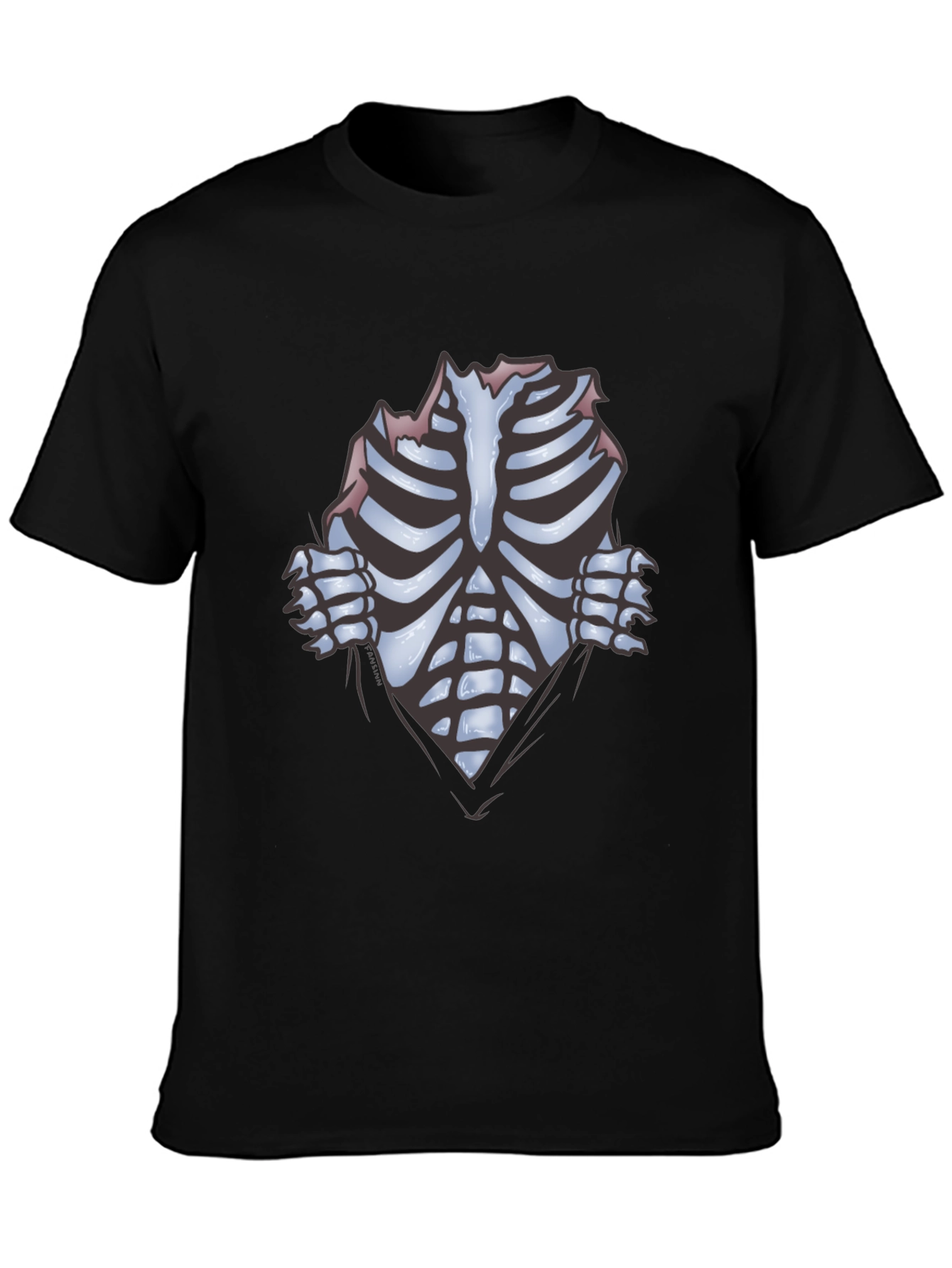 Skeleton Rib Cage Graphic Black T-Shirt