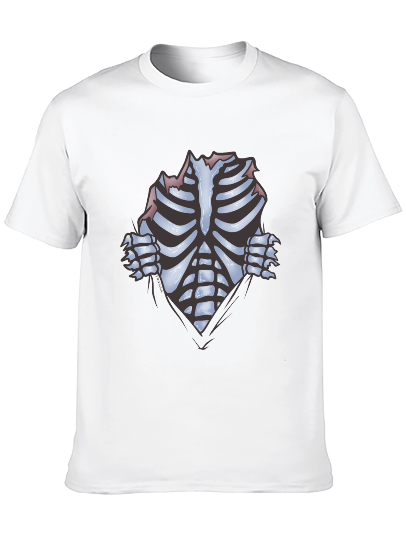 Skeleton Rib Cage Graphic Black T-Shirt