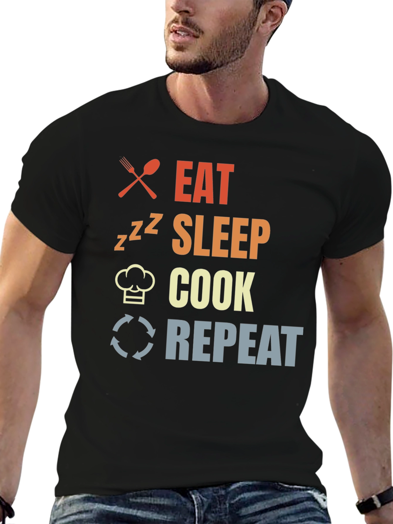 Eat Sleep Cook Repeat Graphic Tee Chef Life Shirt