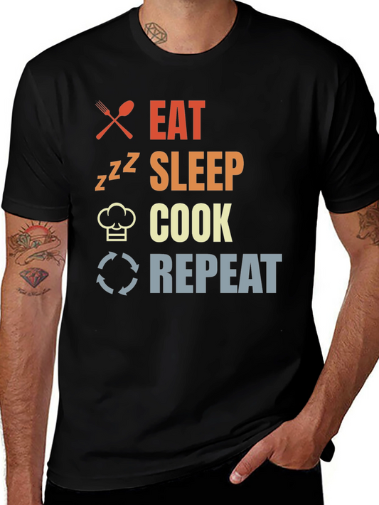 Eat Sleep Cook Repeat Graphic Tee Chef Life Shirt