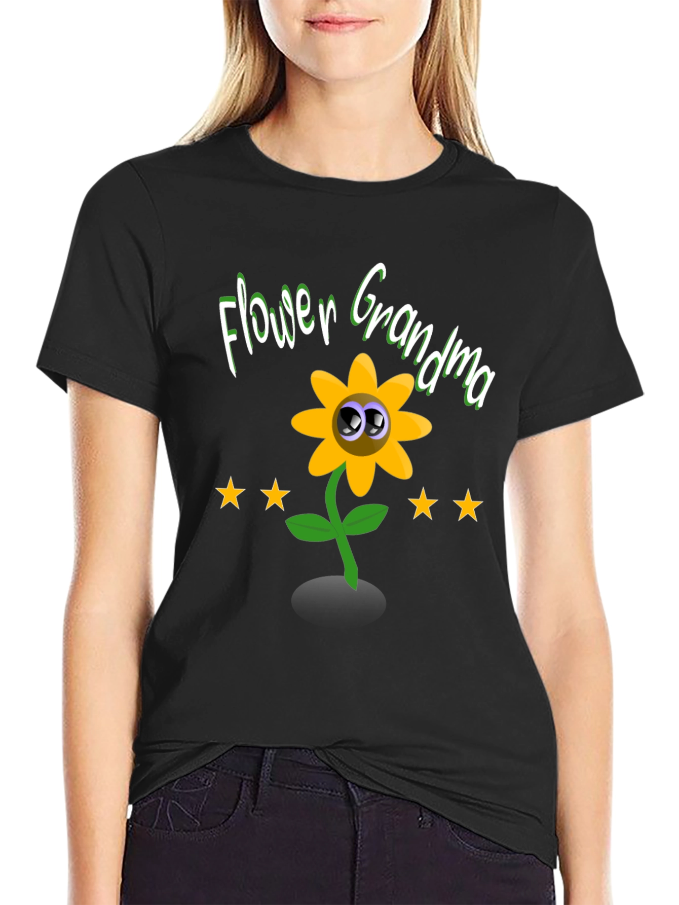 Flower Grandma T-Shirt - Cute Cartoon Sunflower Tee