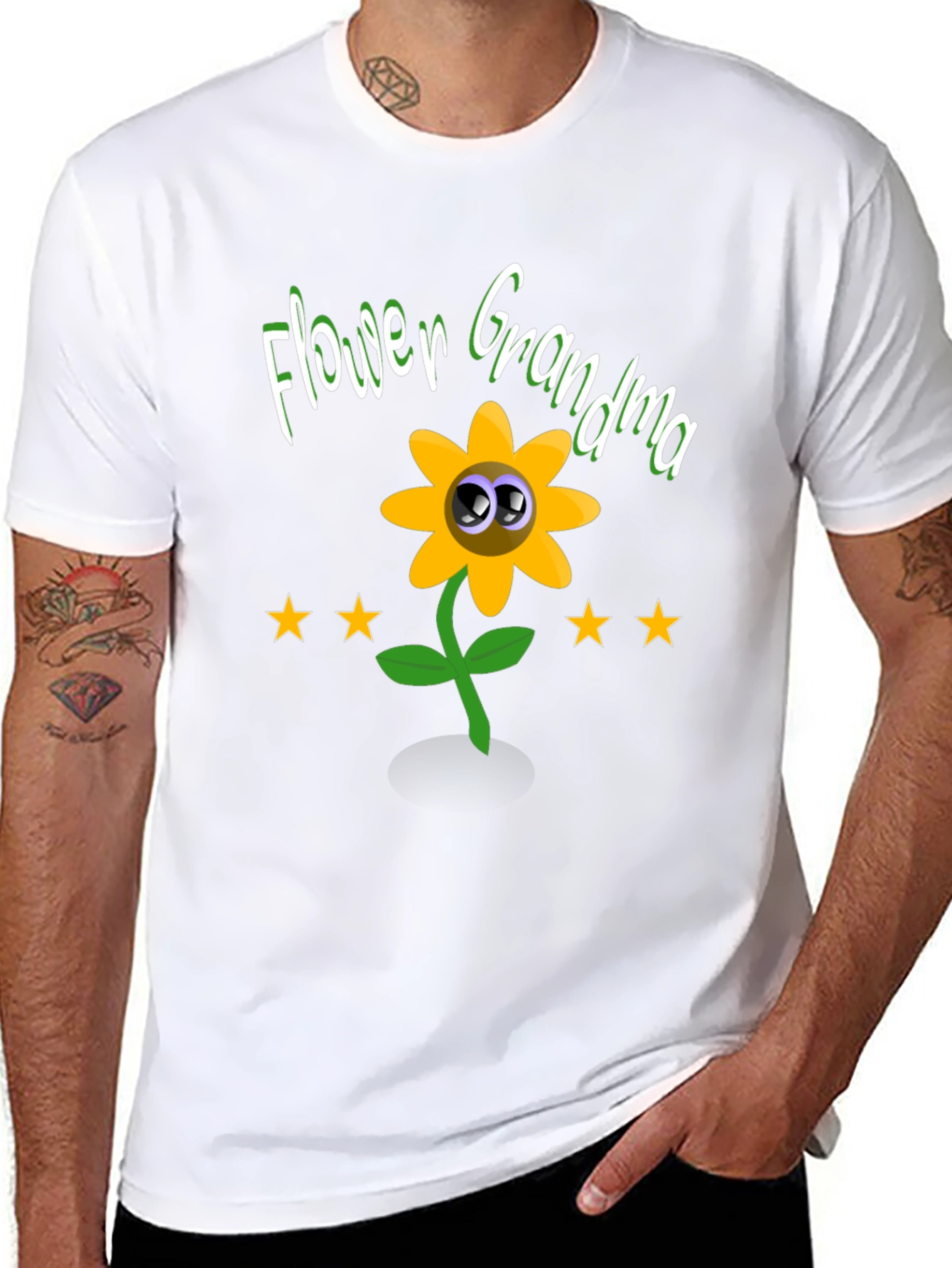 Flower Grandma T-Shirt - Cute Cartoon Sunflower Tee