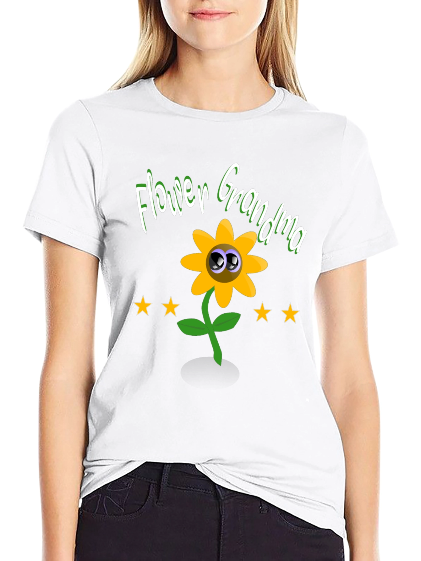 Flower Grandma T-Shirt - Cute Cartoon Sunflower Tee