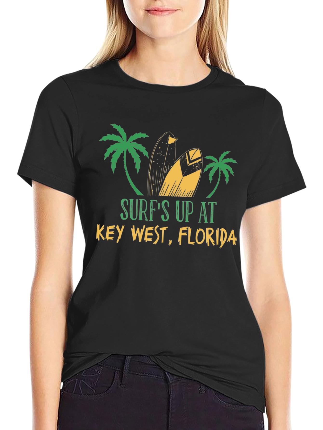 Surfs Up Key West T-Shirt Palm Trees Surfing Tee