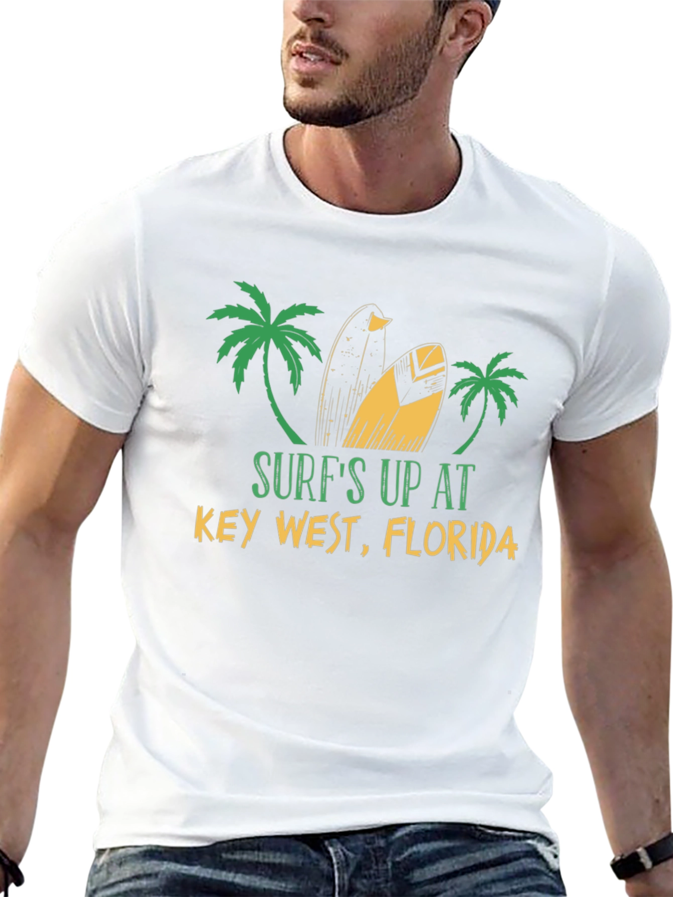Surfs Up Key West T-Shirt Palm Trees Surfing Tee