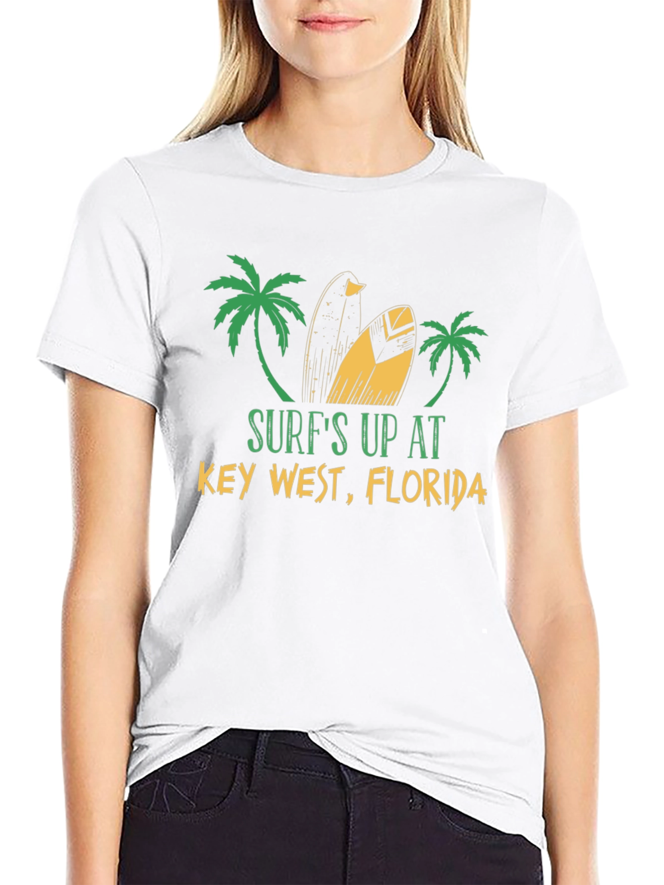 Surfs Up Key West T-Shirt Palm Trees Surfing Tee