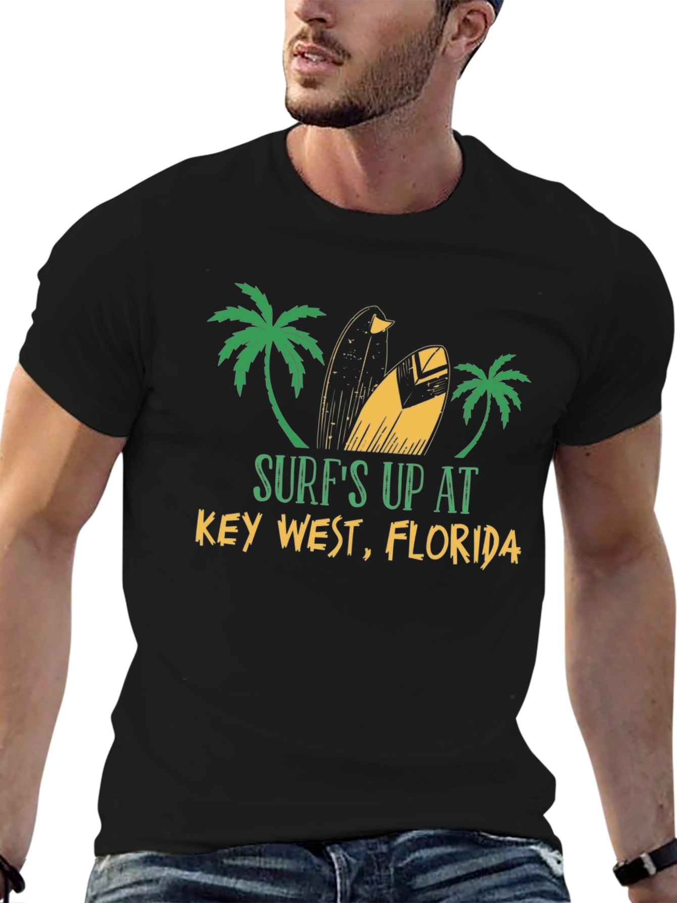 Surfs Up Key West T-Shirt Palm Trees Surfing Tee