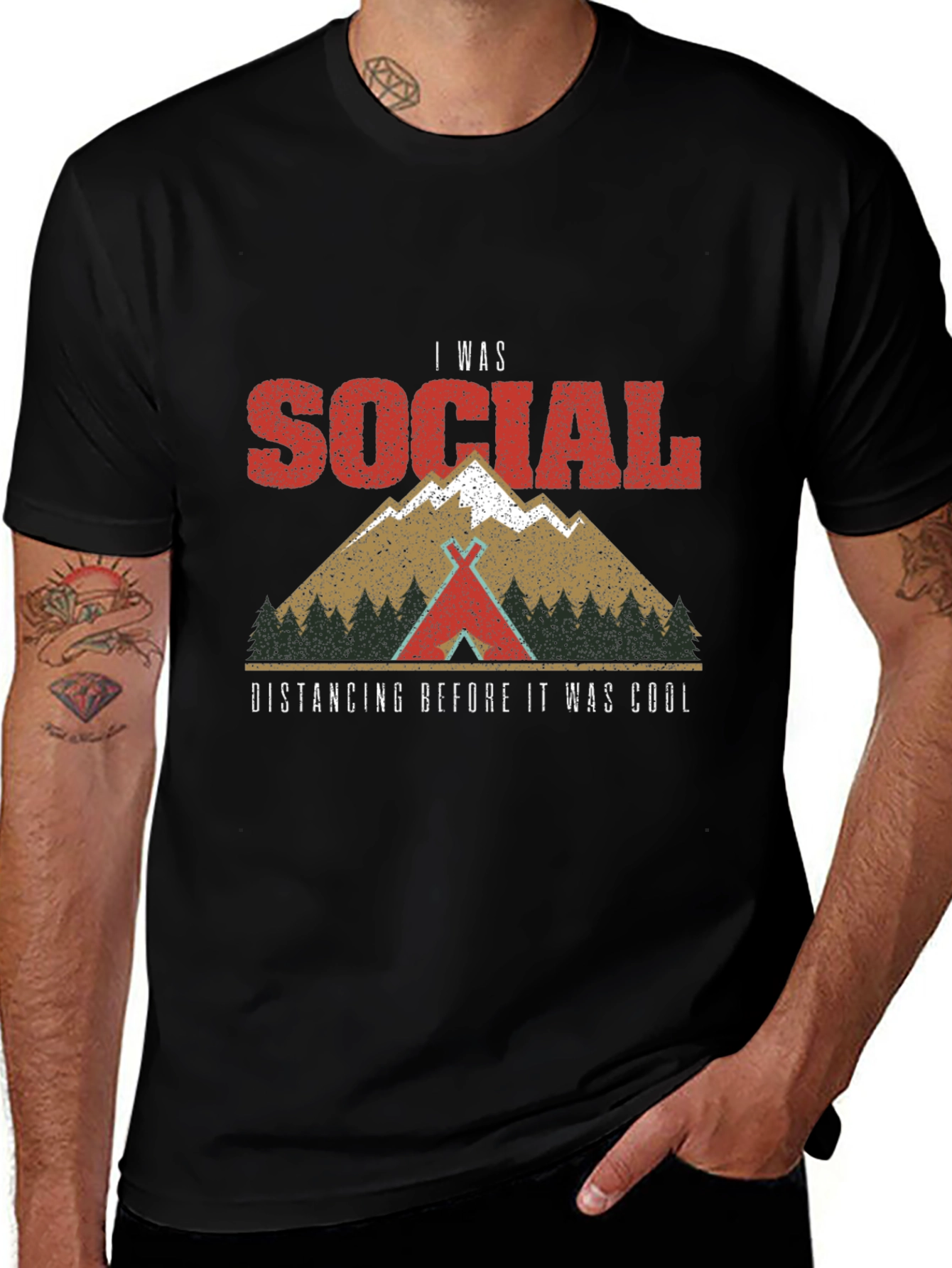 Social Distancing Graphic Tee - Camping Shirt
