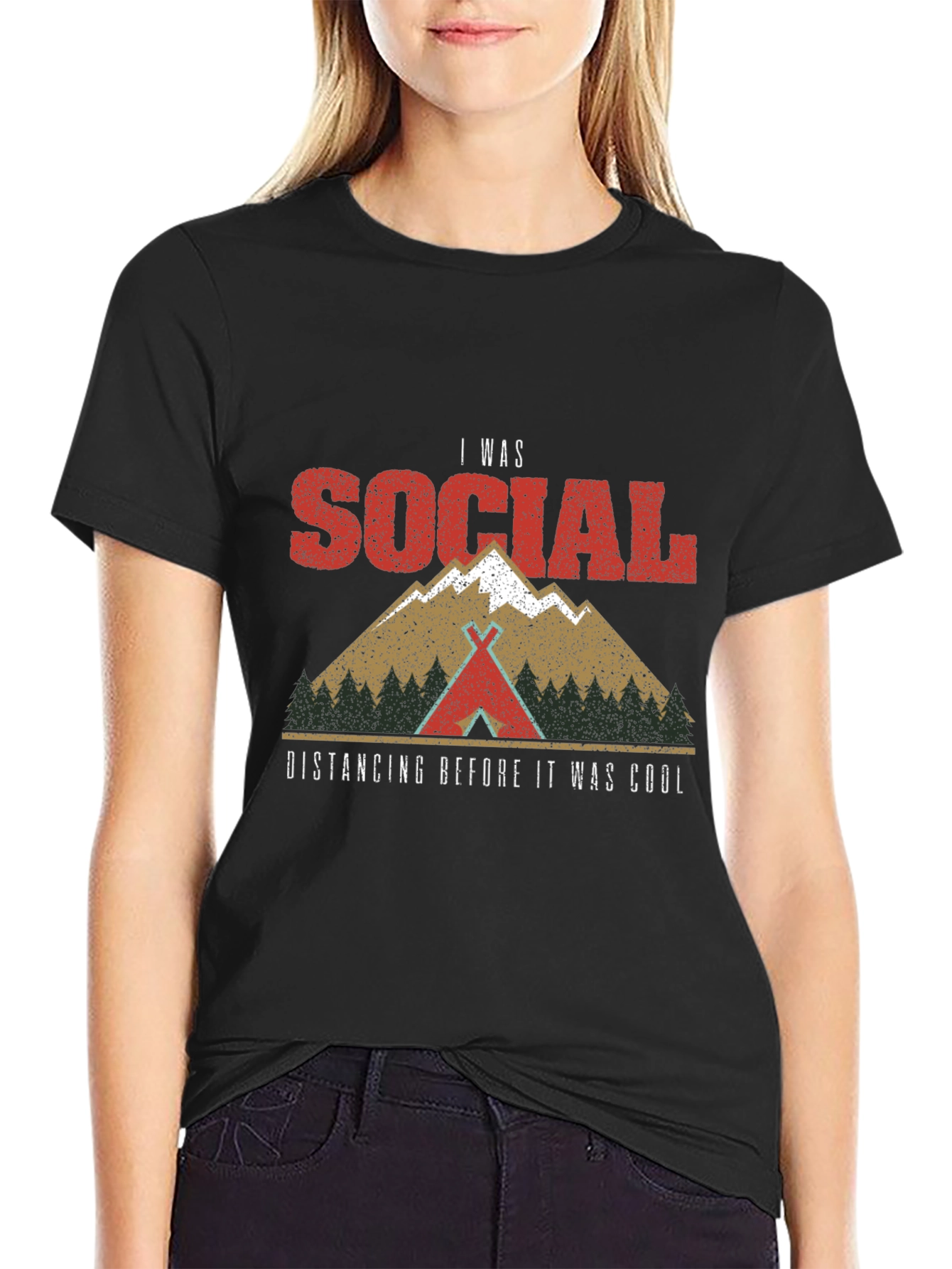Social Distancing Graphic Tee - Camping Shirt
