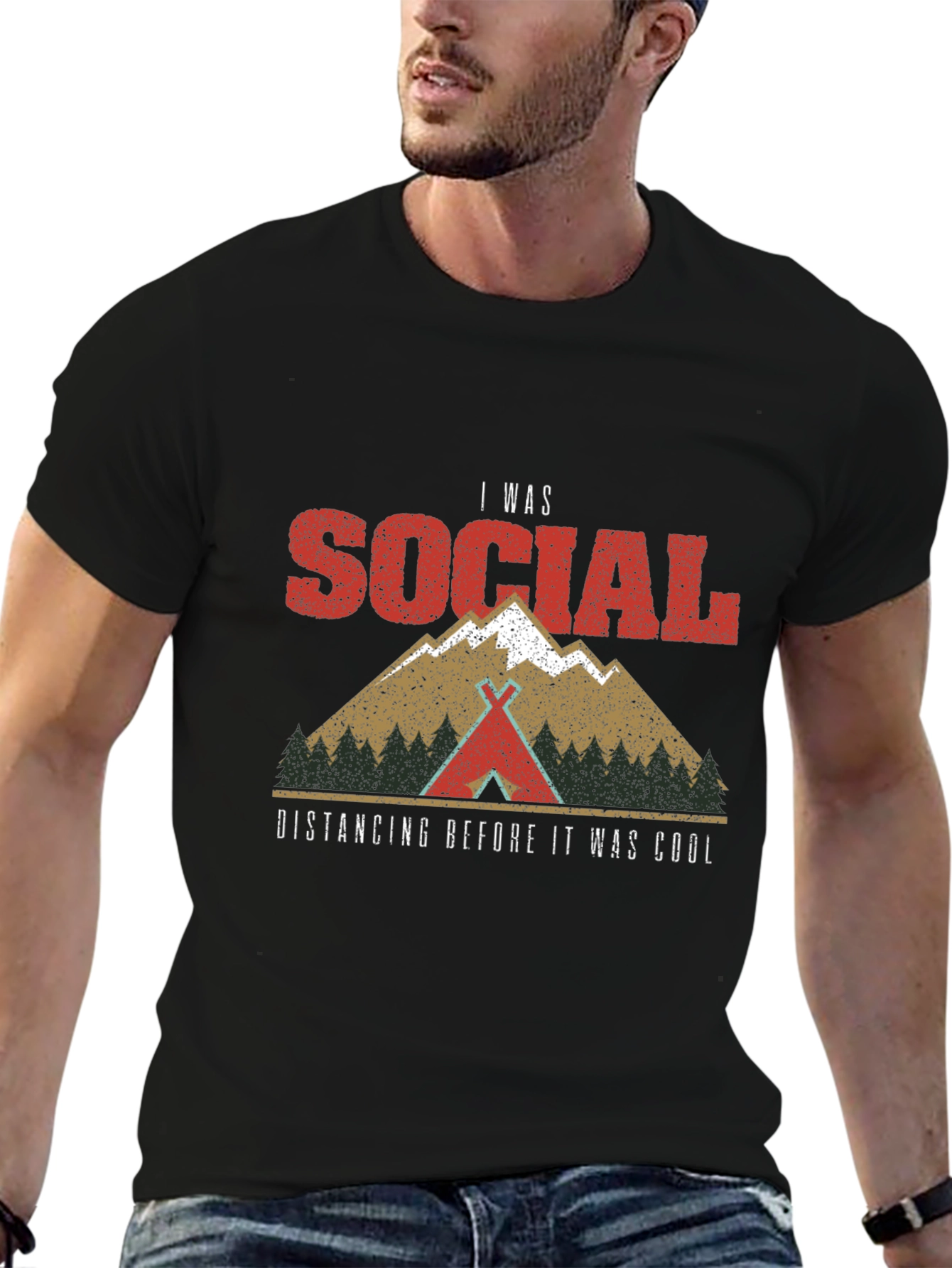 Social Distancing Graphic Tee - Camping Shirt