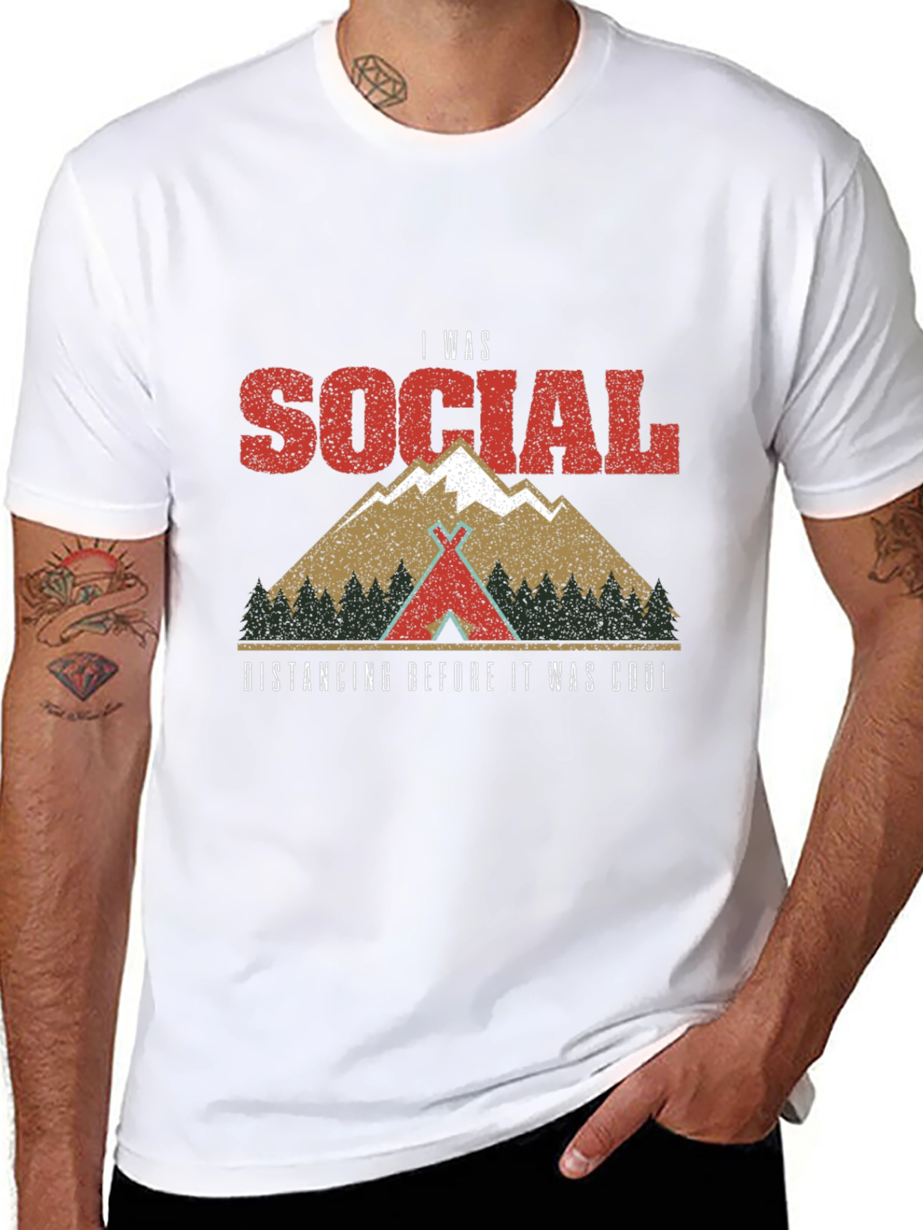 Social Distancing Graphic Tee - Camping Shirt