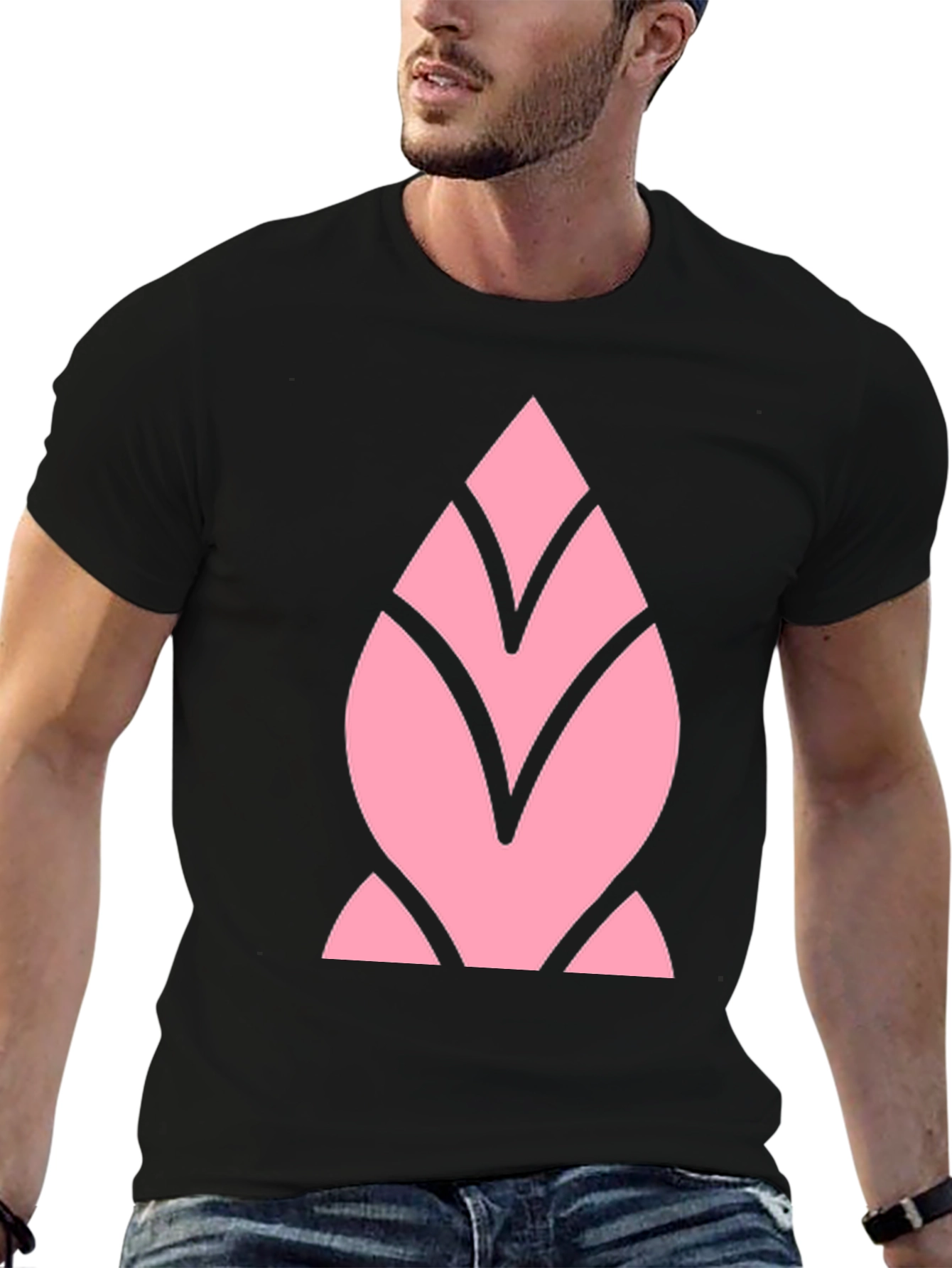 Pink Geometric Black T-Shirt