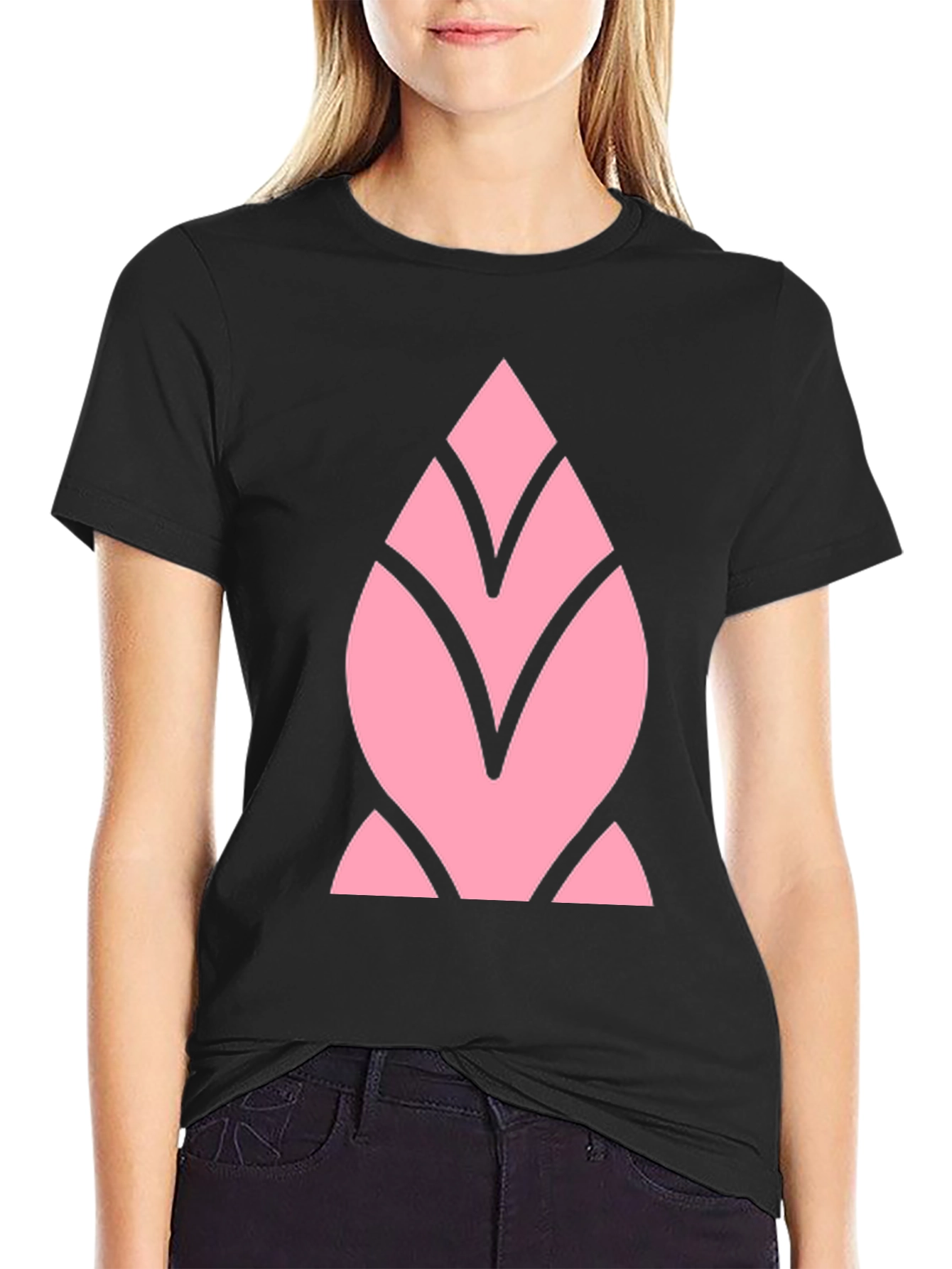 Pink Geometric Black T-Shirt