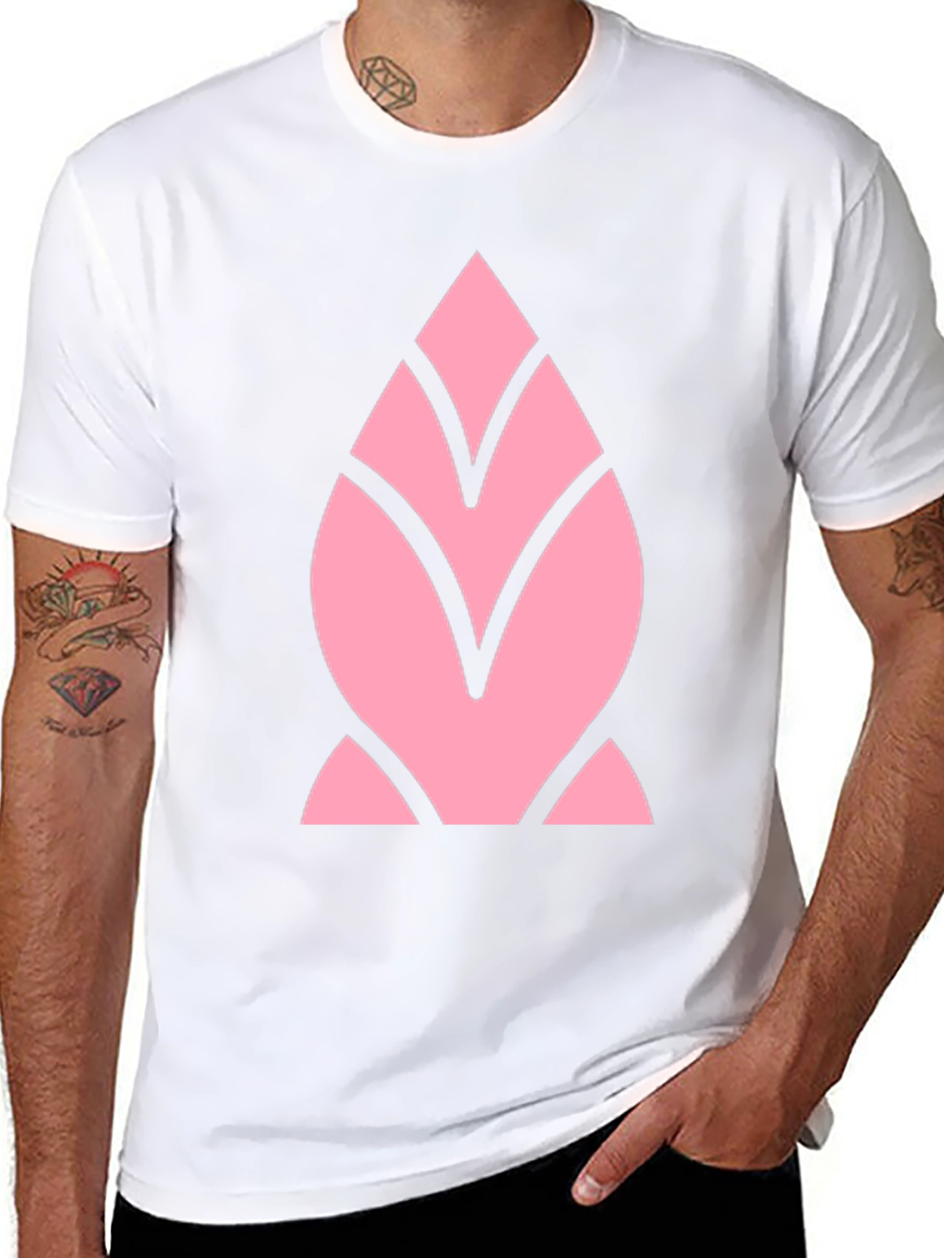 Pink Geometric Black T-Shirt