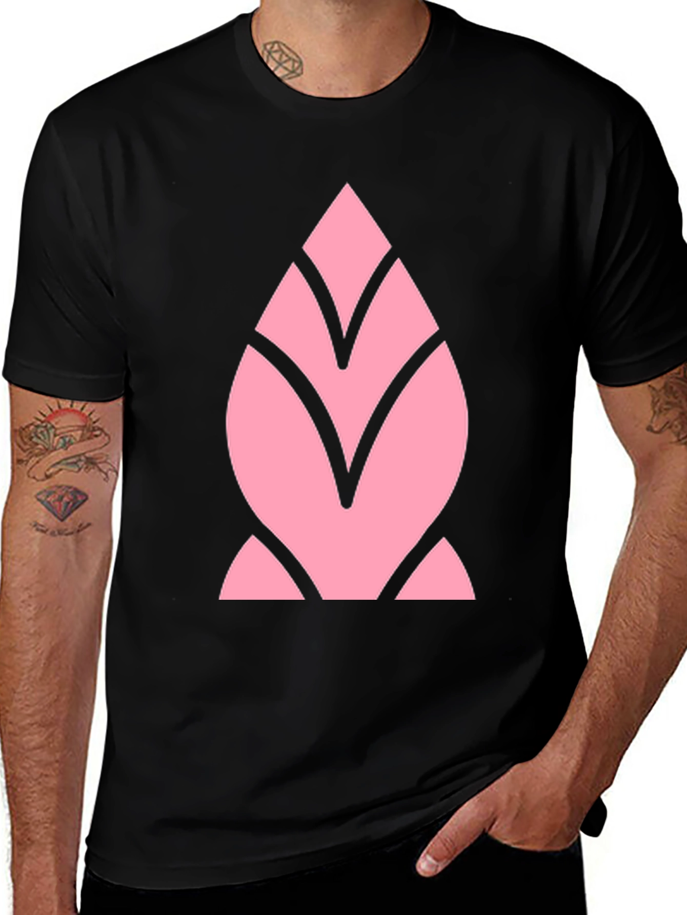 Pink Geometric Black T-Shirt