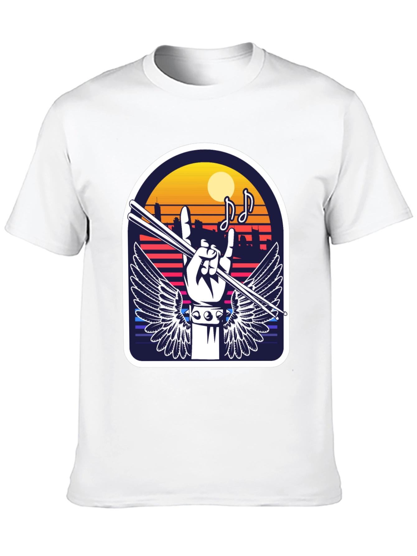 Rock Music Drummer Graphic Tee - Black