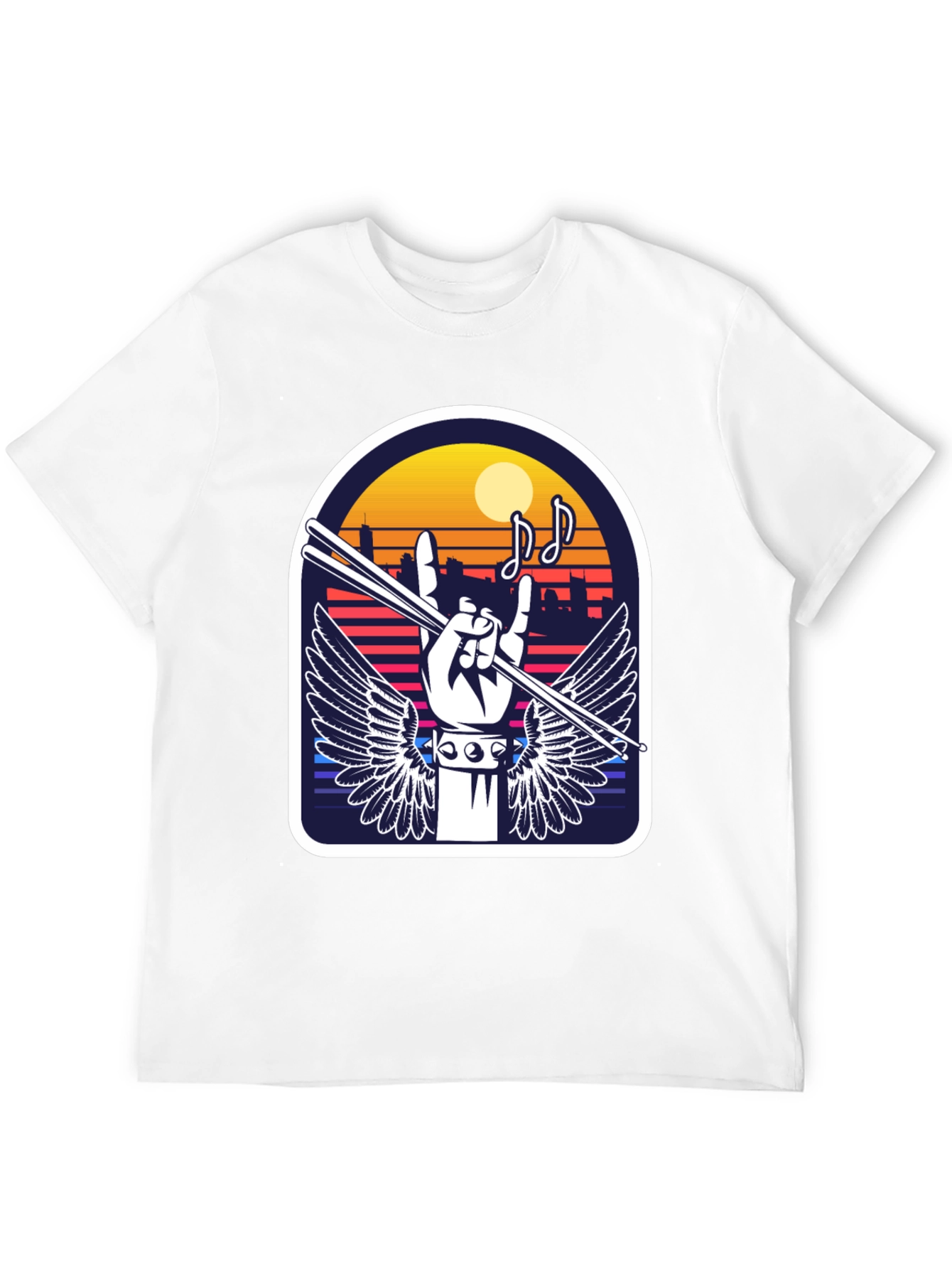 Rock Music Drummer Graphic Tee - Black