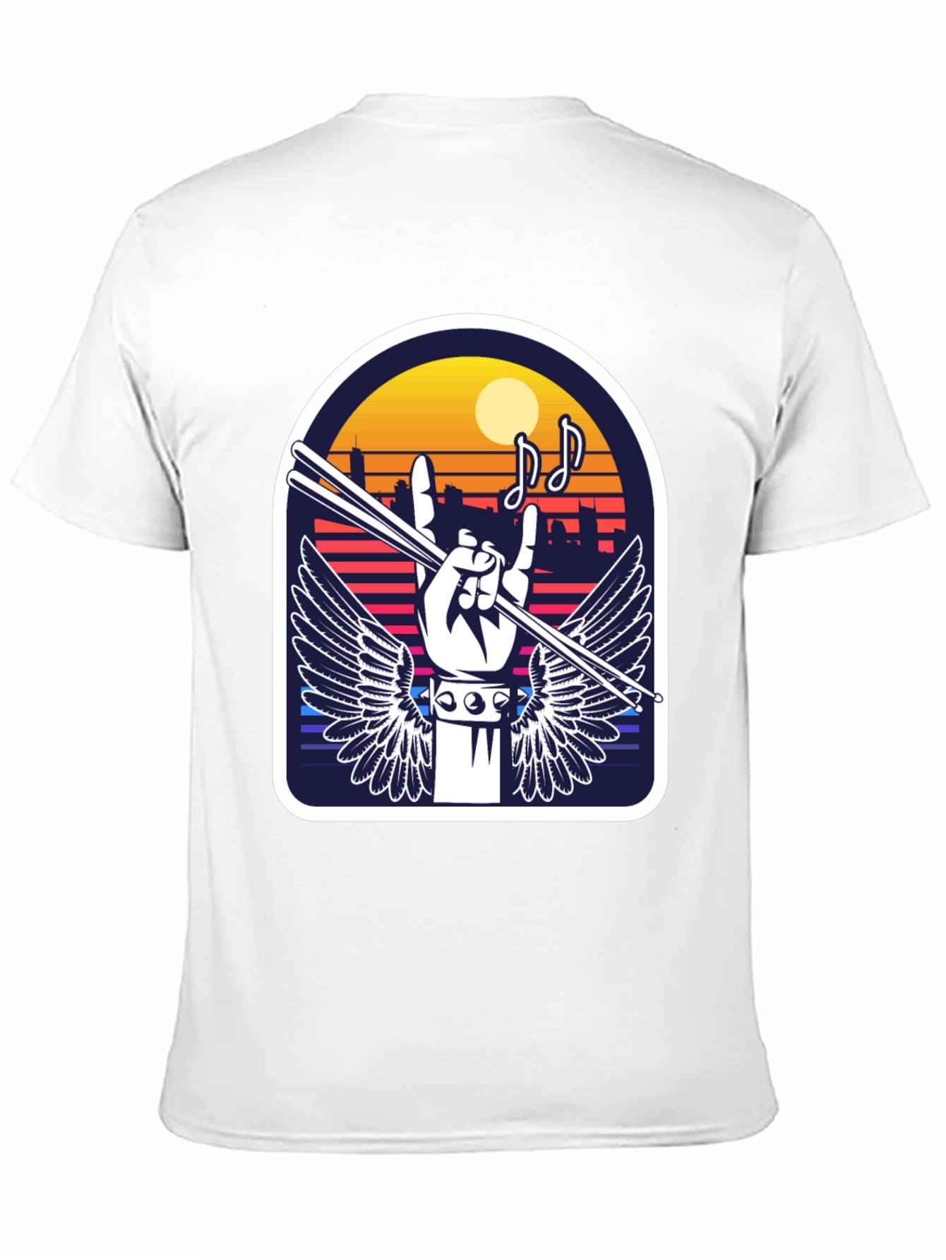 Rock Music Drummer Graphic Tee - Black