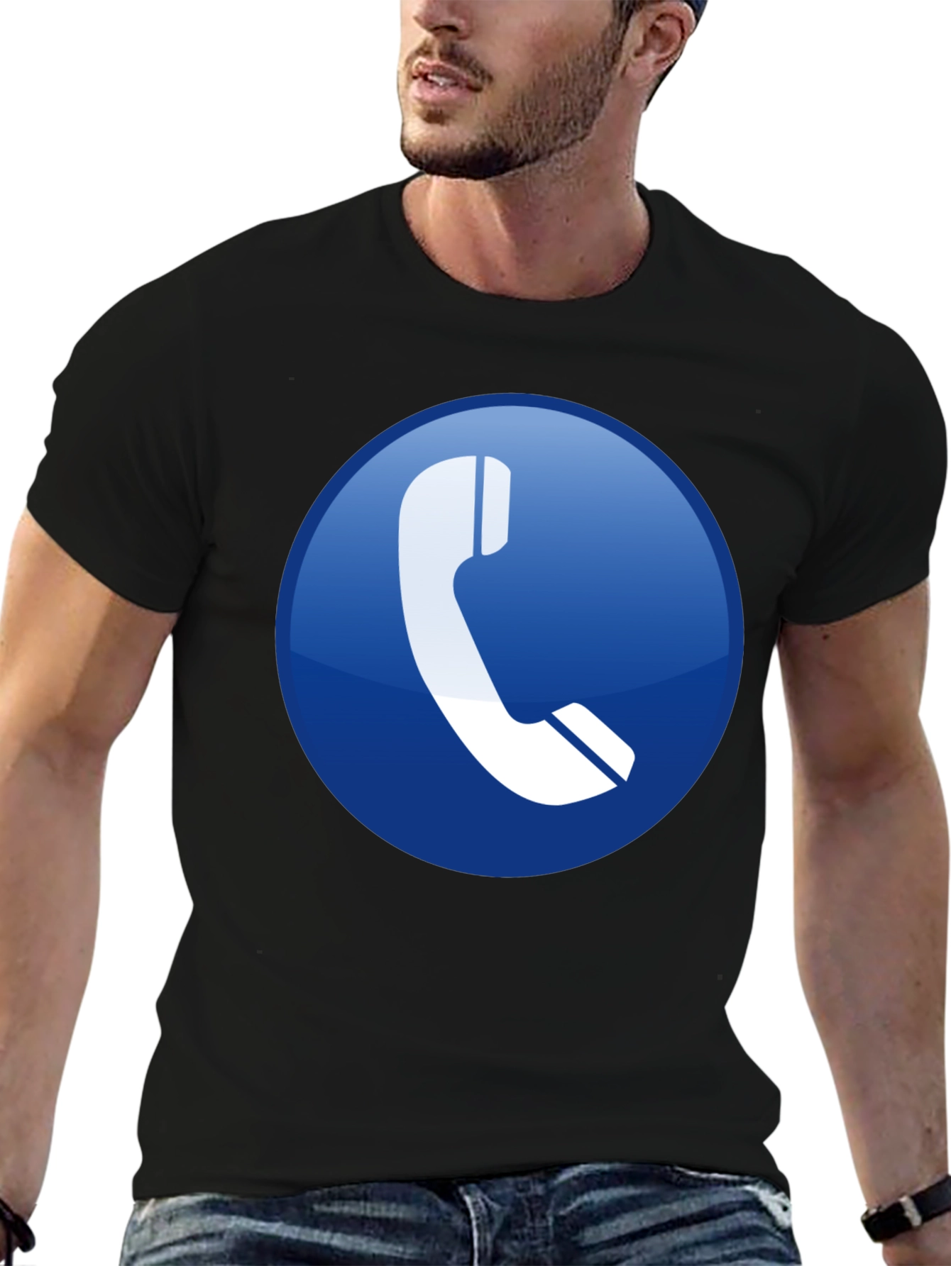Tech T-Shirt: Blue Phone Icon Graphic Tee