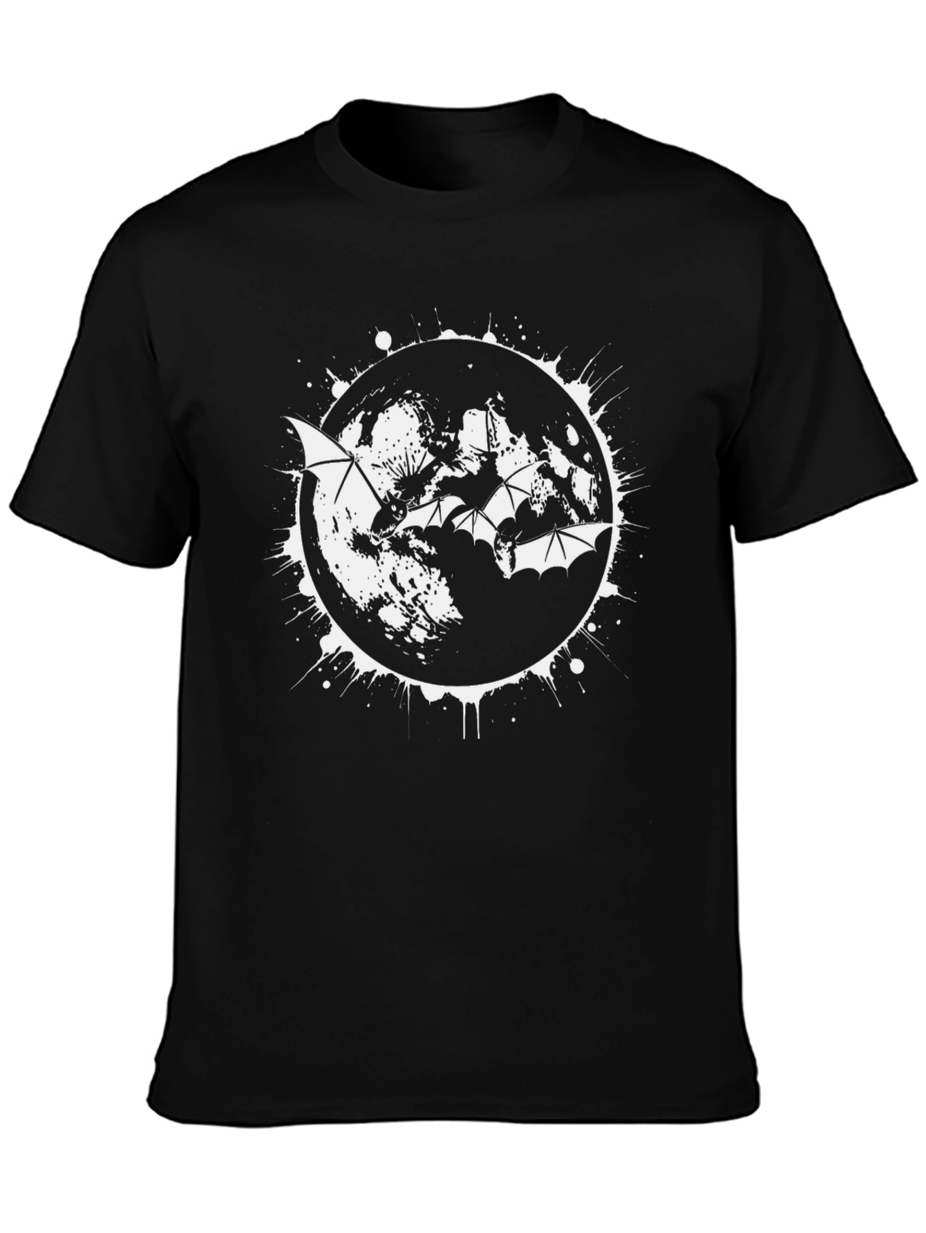 Bat Moon Graphic T-Shirt - Modern Halloween Design