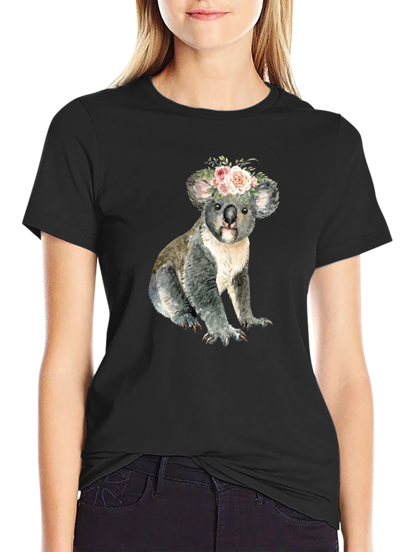 Floral Koala Bear Graphic T-Shirt