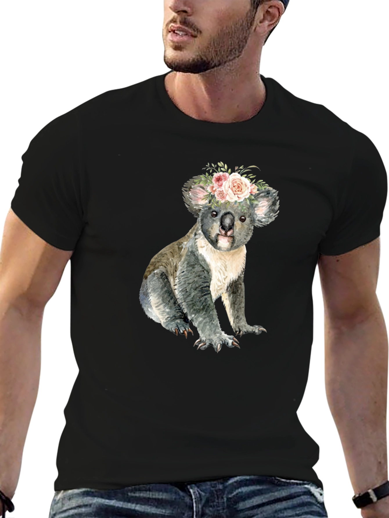 Floral Koala Bear Graphic T-Shirt