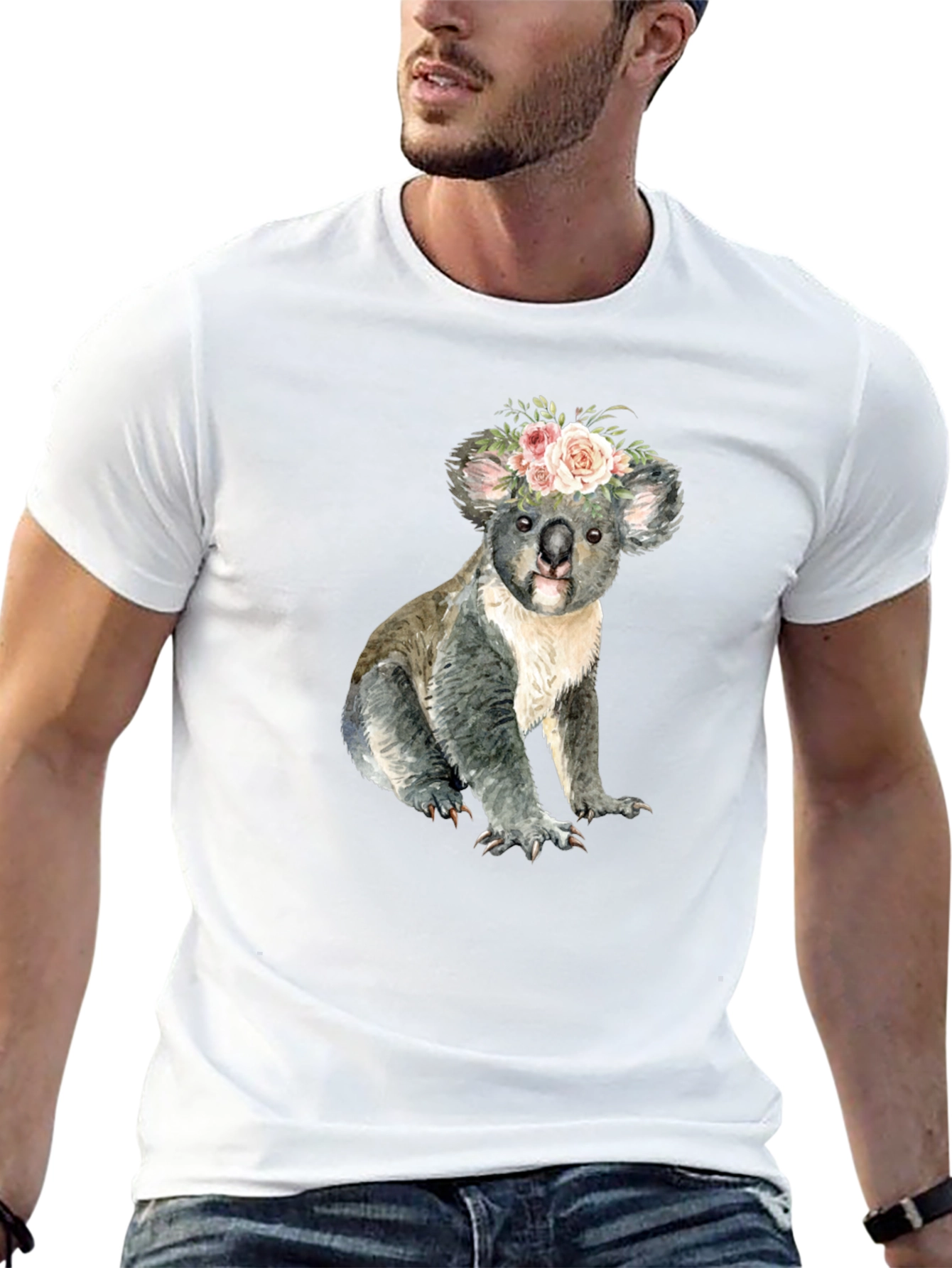 Floral Koala Bear Graphic T-Shirt