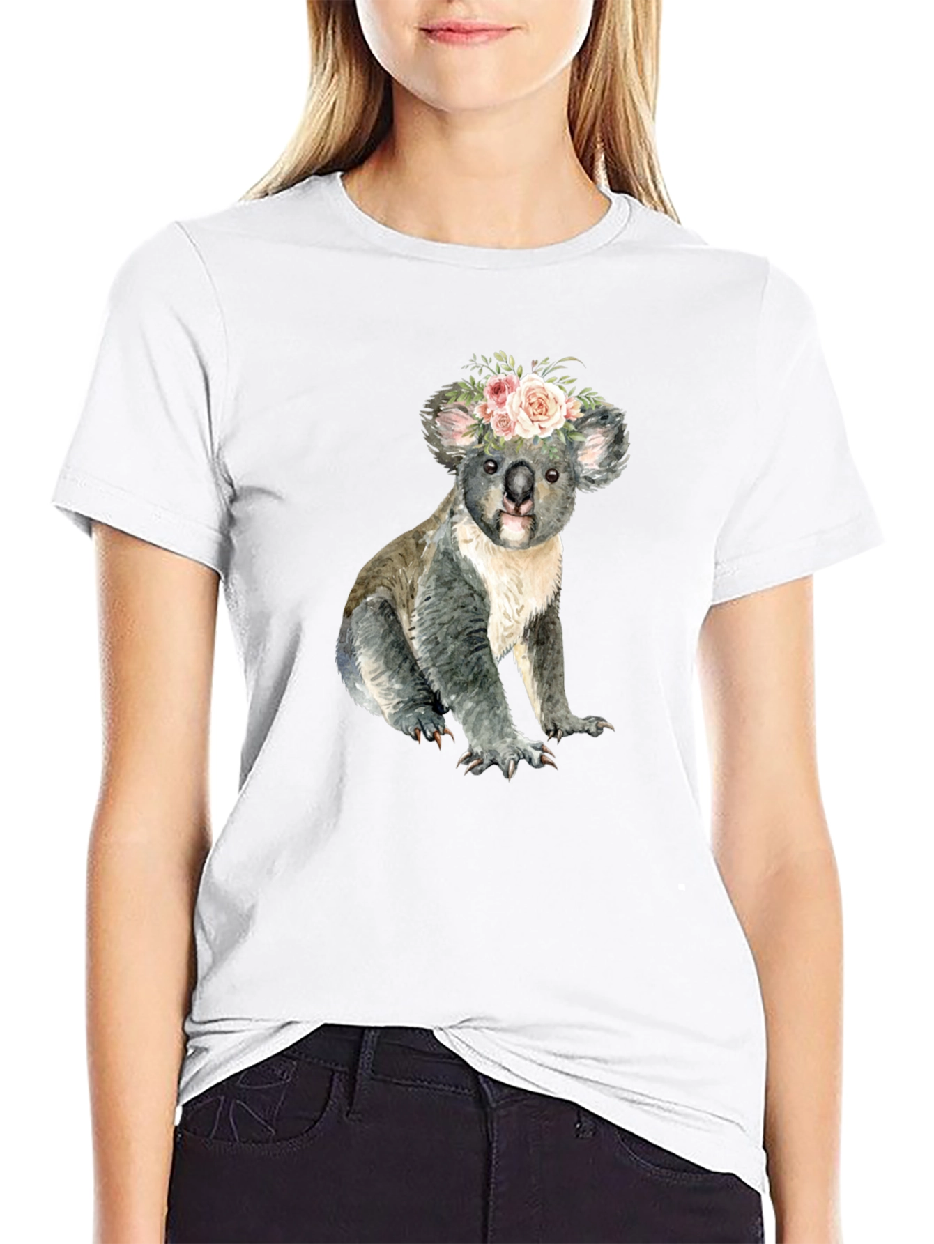 Floral Koala Bear Graphic T-Shirt