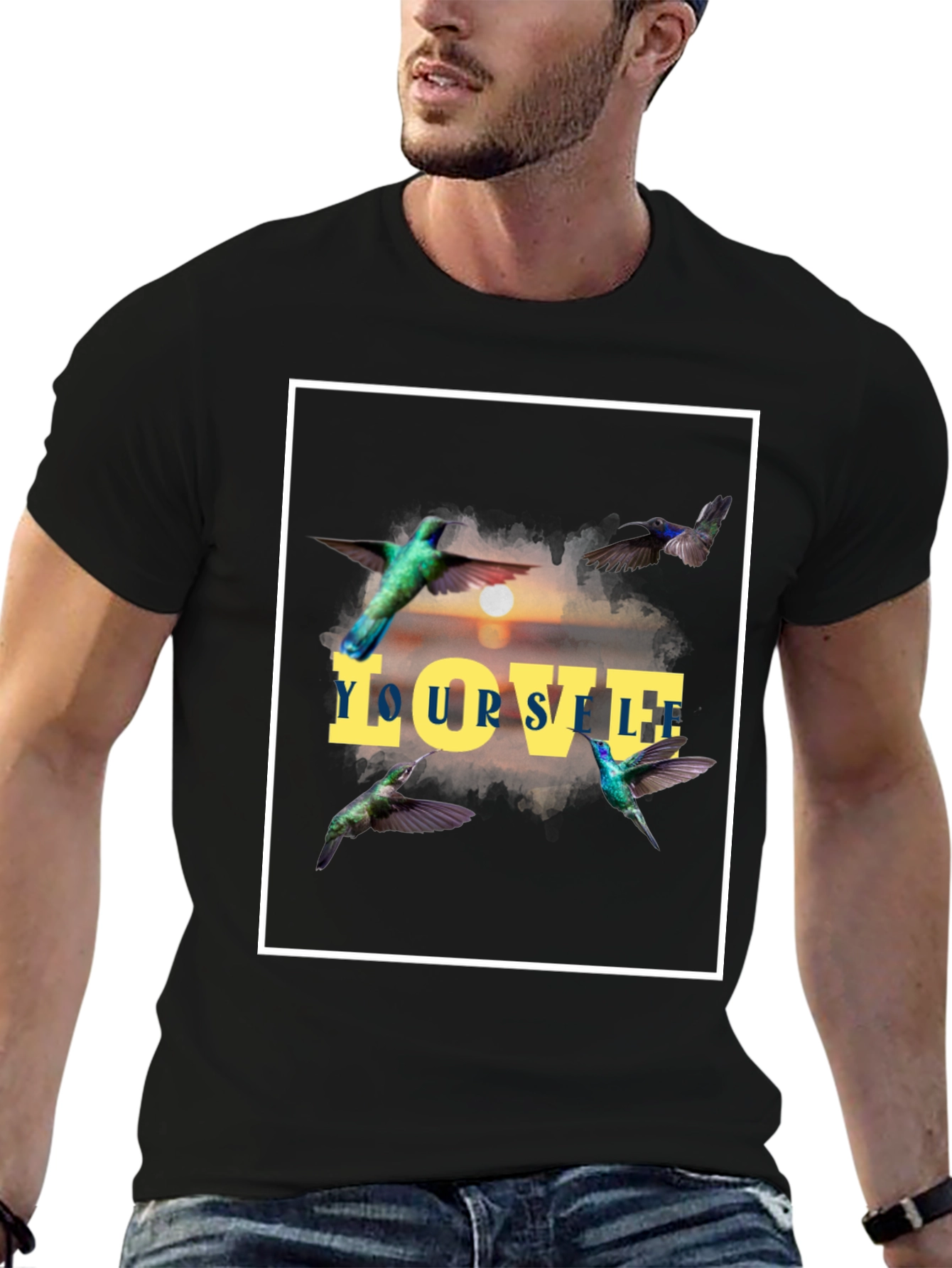 Love Yourself Hummingbird Graphic Tee - Stylish Comfort
