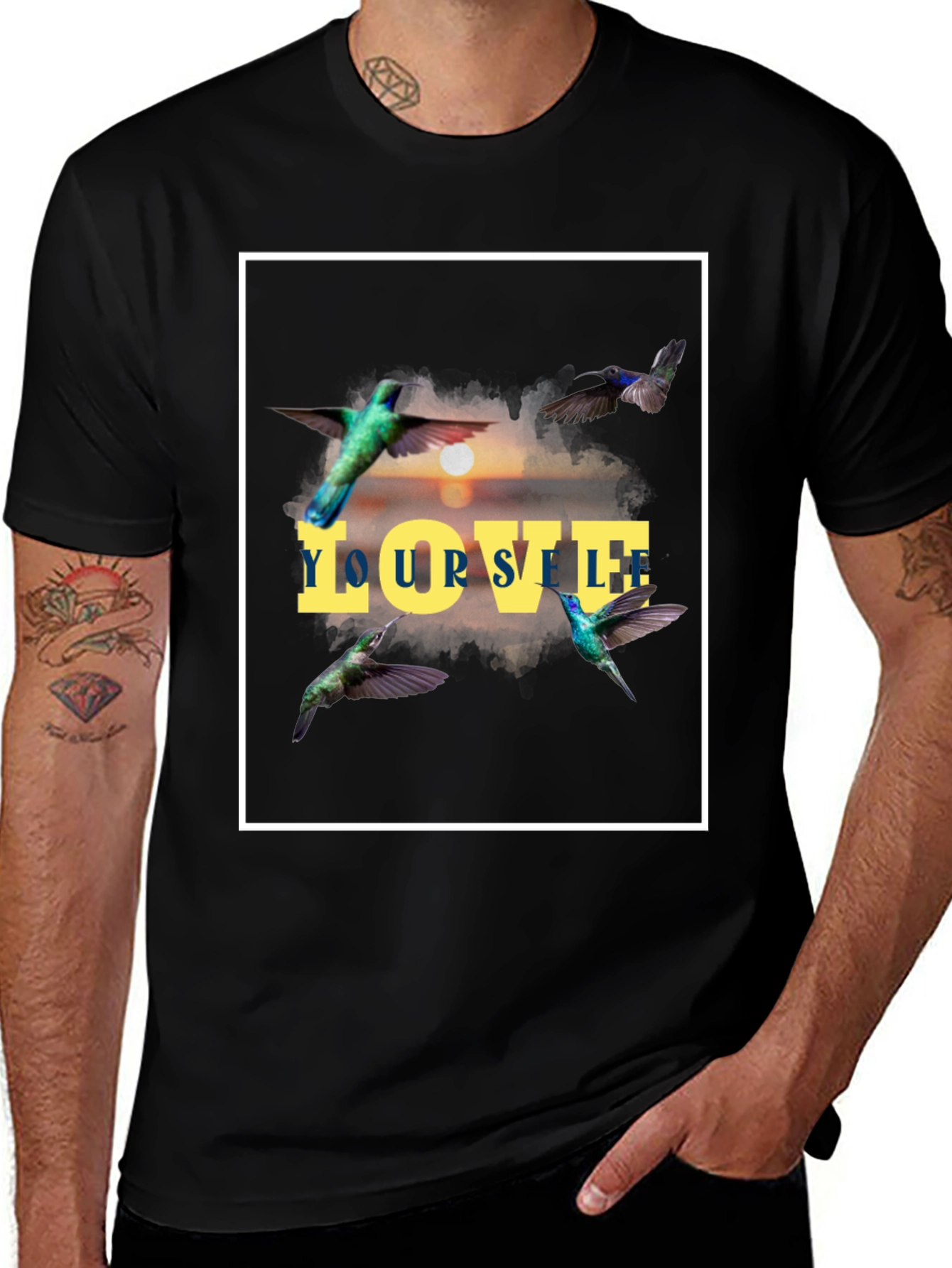 Love Yourself Hummingbird Graphic Tee - Stylish Comfort