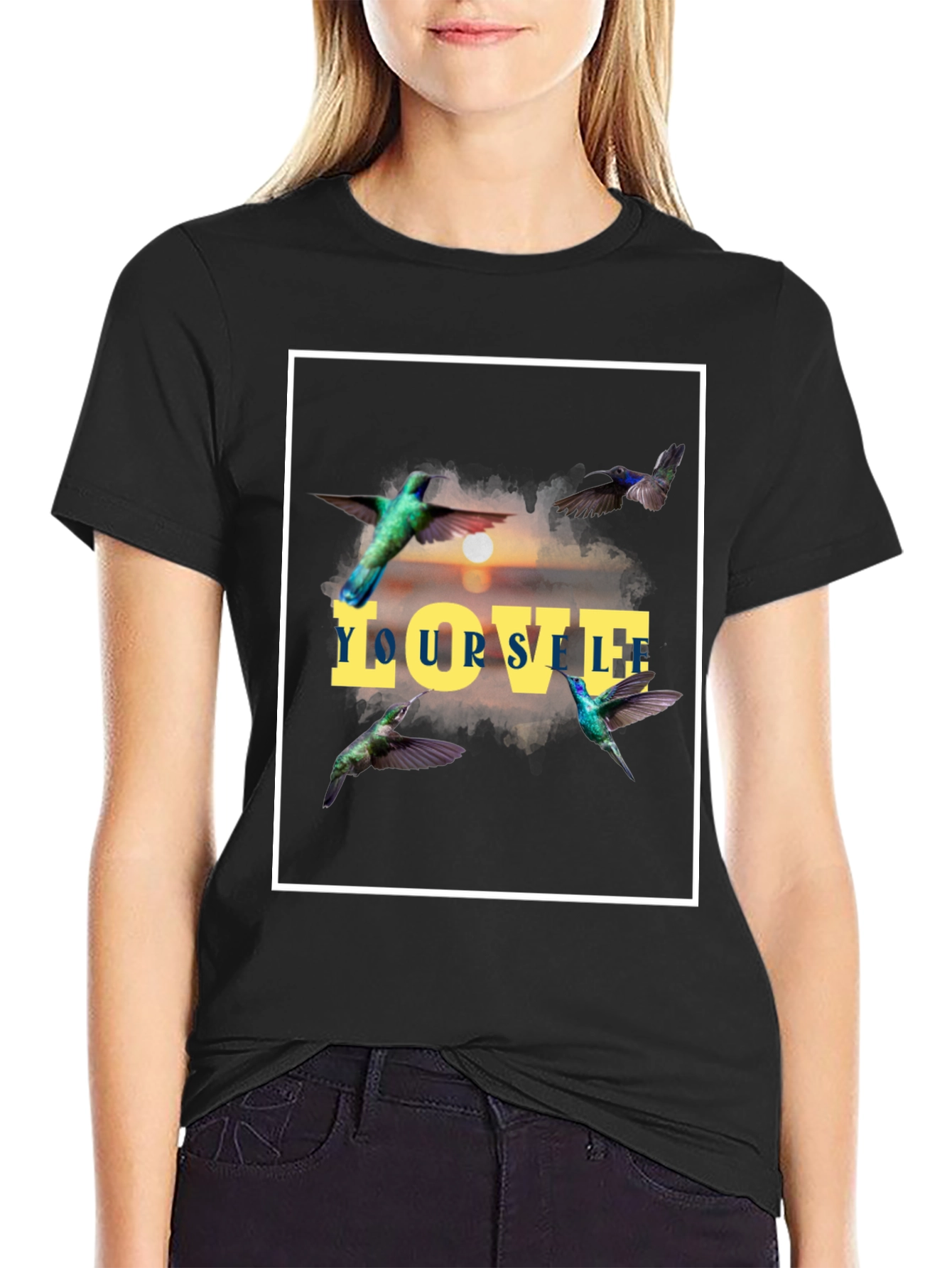 Love Yourself Hummingbird Graphic Tee - Stylish Comfort