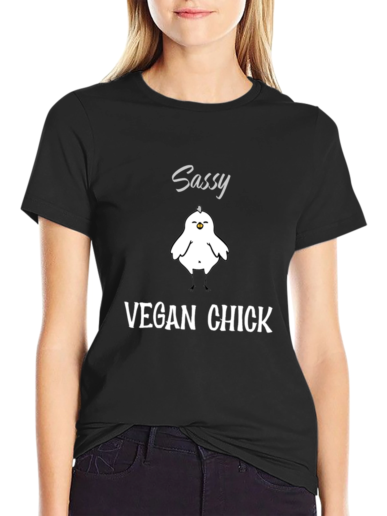 Sassy Vegan Chick T-Shirt - Unisex Crew Neck Tee